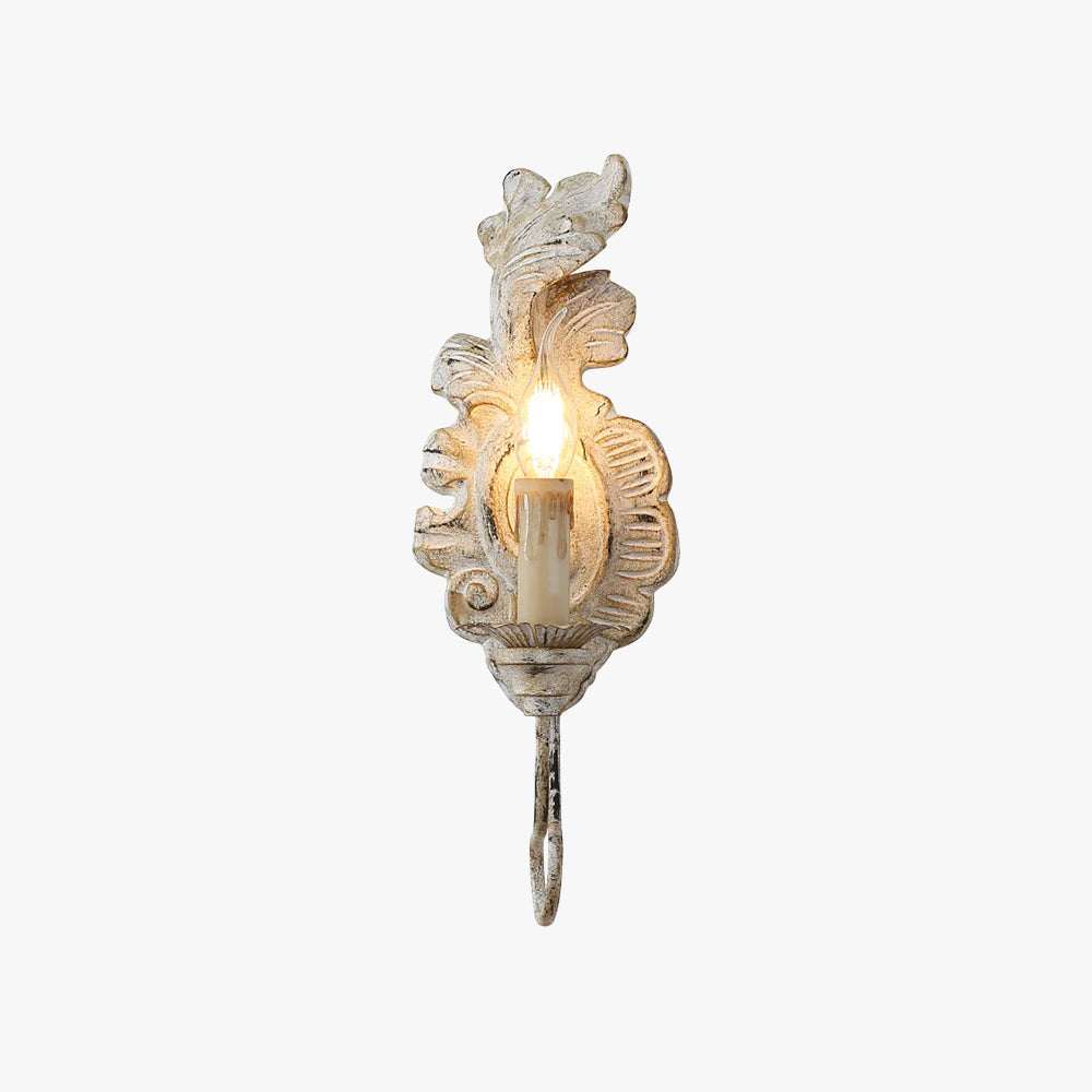 Silva Vintage Metal Wood Old White Antique Gold Old Grey Wall Lamp Dining Room