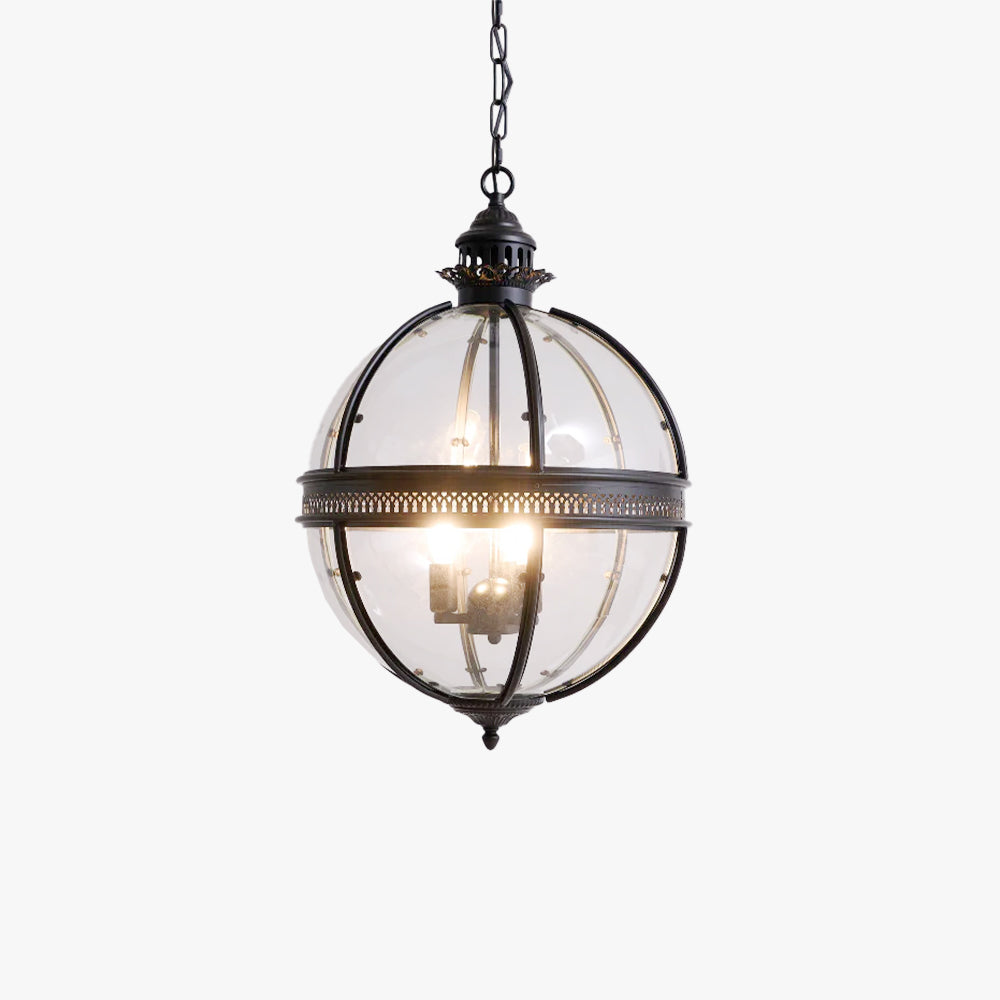Silva Vintage Glass Metal Black Pendant Light Dining Room Bedroom