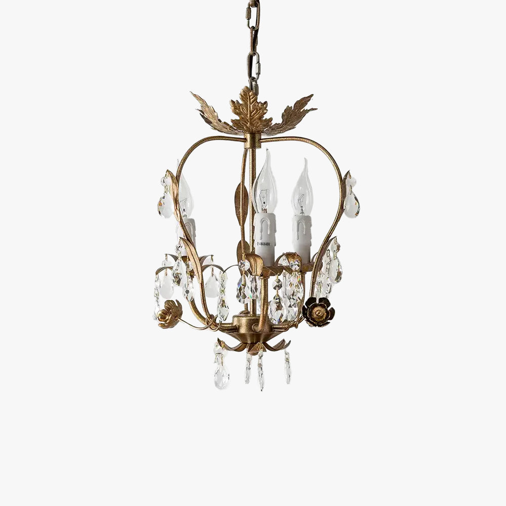 Silva Vintage Gold Crystal Metal Pendant Light Dining Room Bedroom