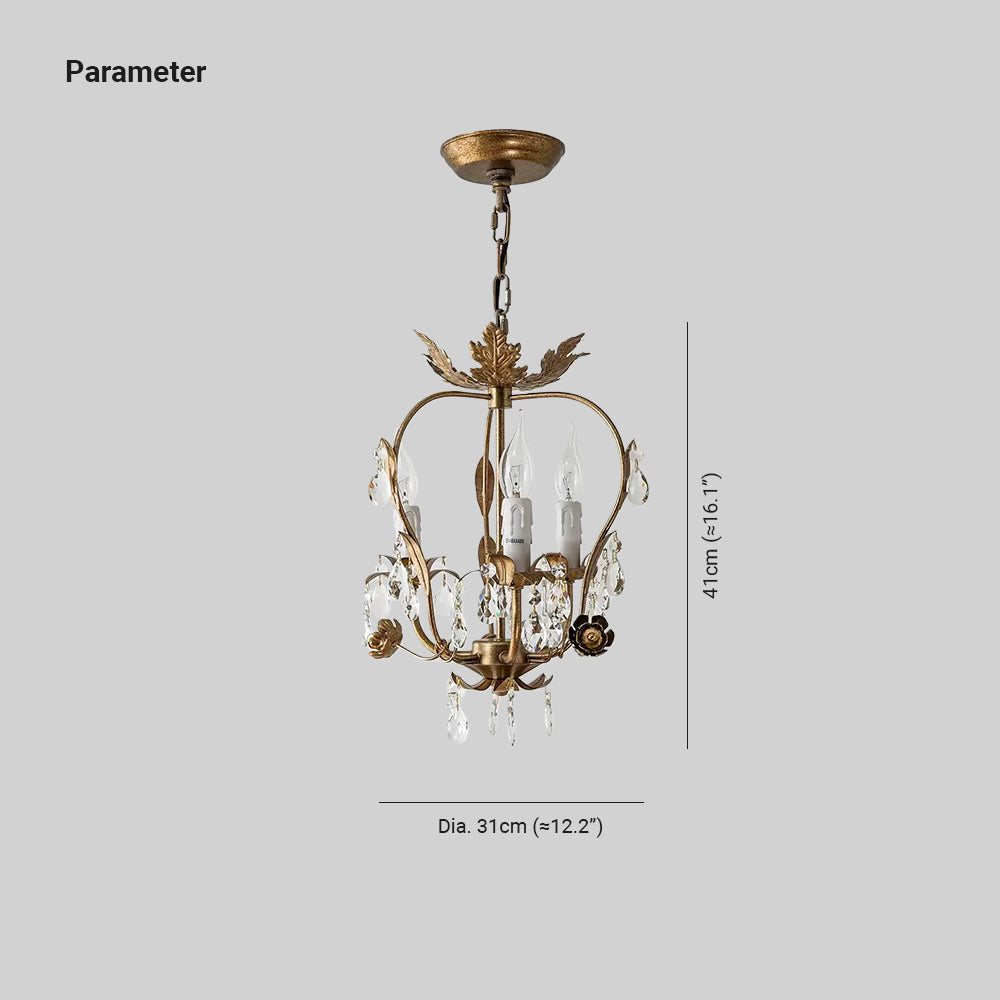 Silva Vintage Gold Crystal Metal Pendant Light Dining Room Bedroom