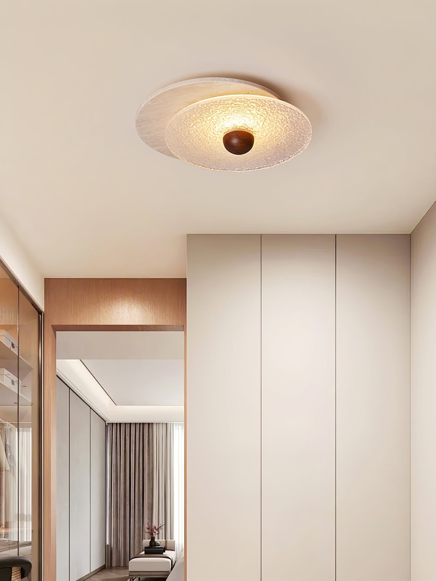 Orlora Circular Travertine Ceiling Light - Letslighting
