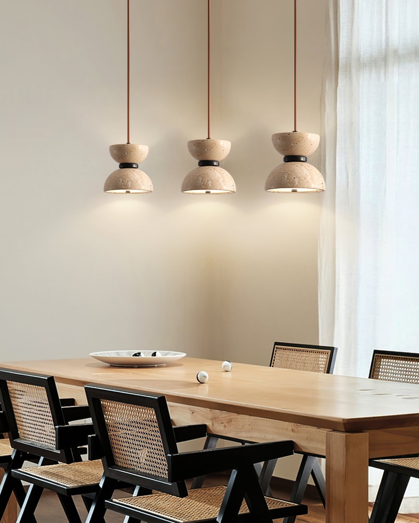 Tersus Travertine Hourglass Pendant Light Double-dome - Letslighting