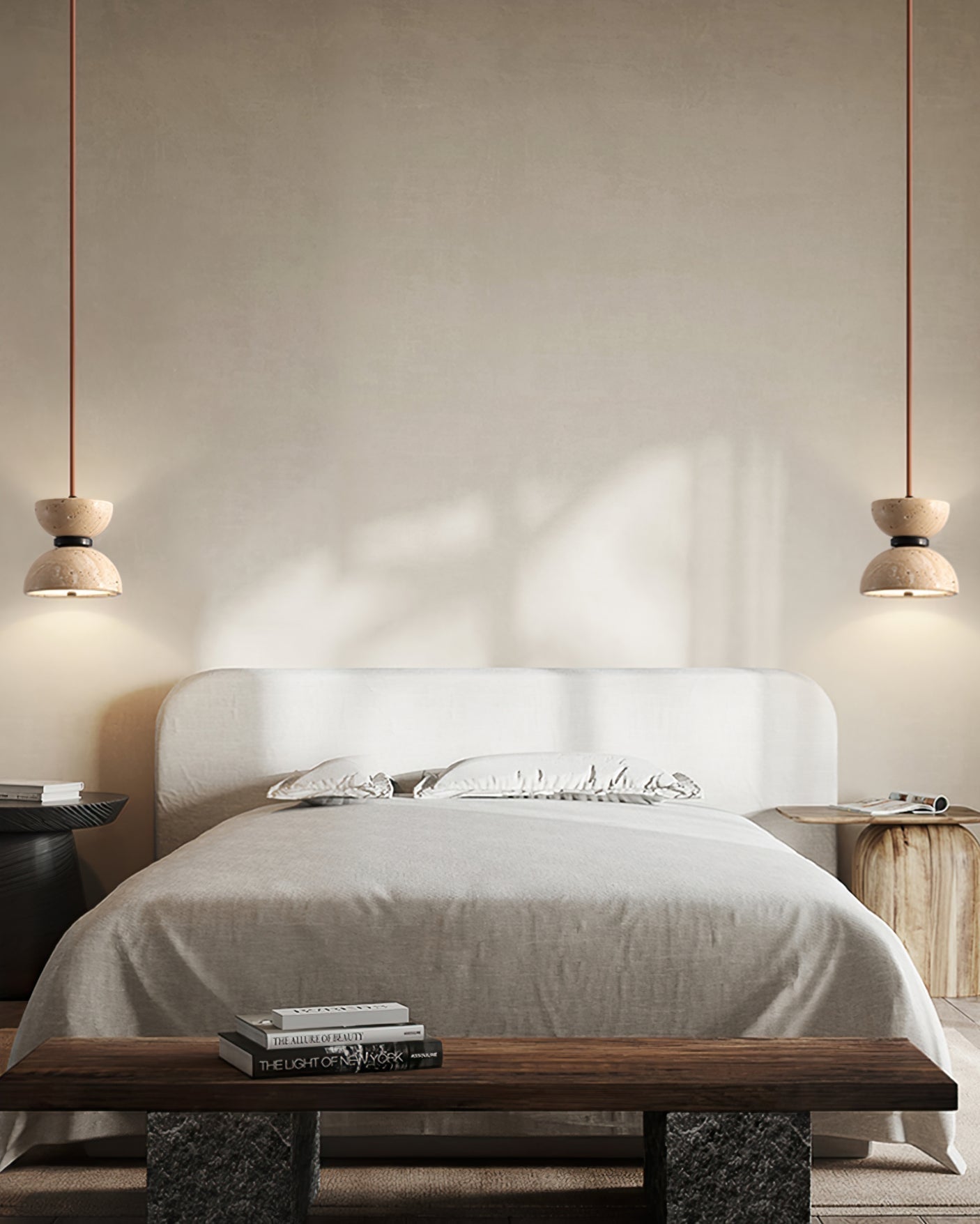 Tersus Travertine Hourglass Pendant Light Double-dome - Letslighting
