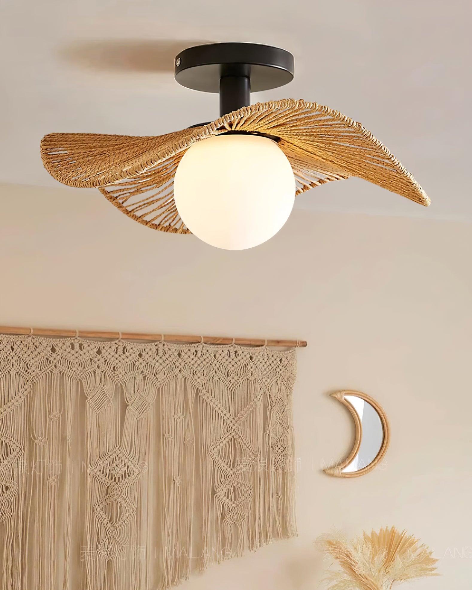 Fynora Woven Semi Flush Ceiling Light - Letslighting