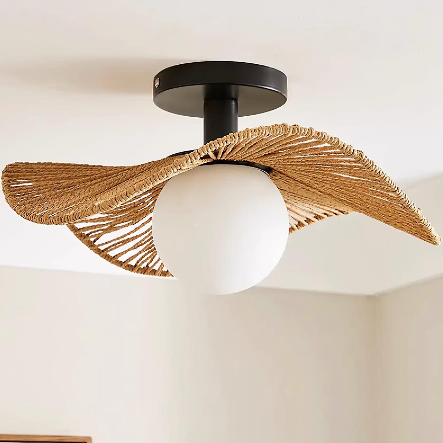 Fynora Woven Semi Flush Ceiling Light - Letslighting