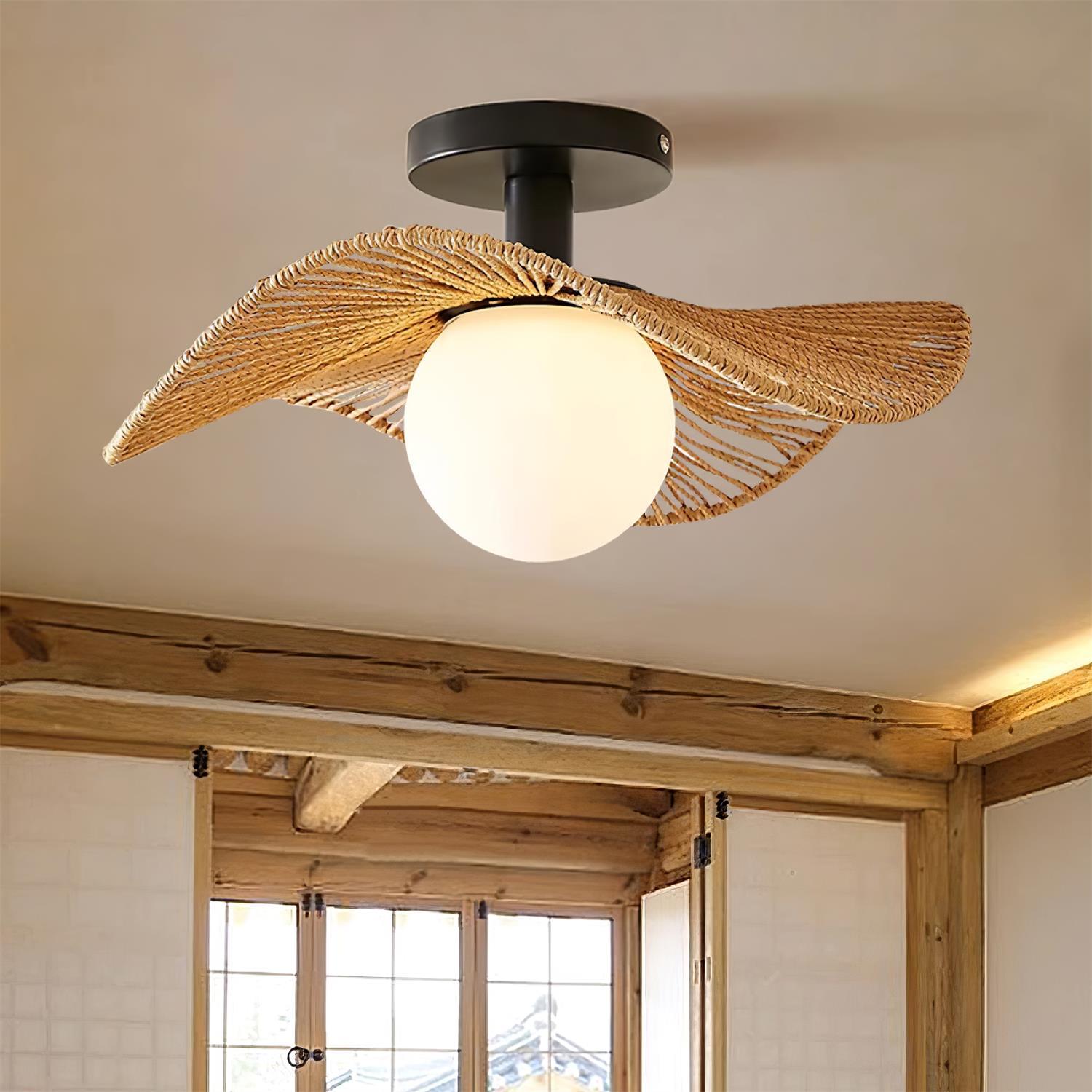 Fynora Woven Semi Flush Ceiling Light - Letslighting