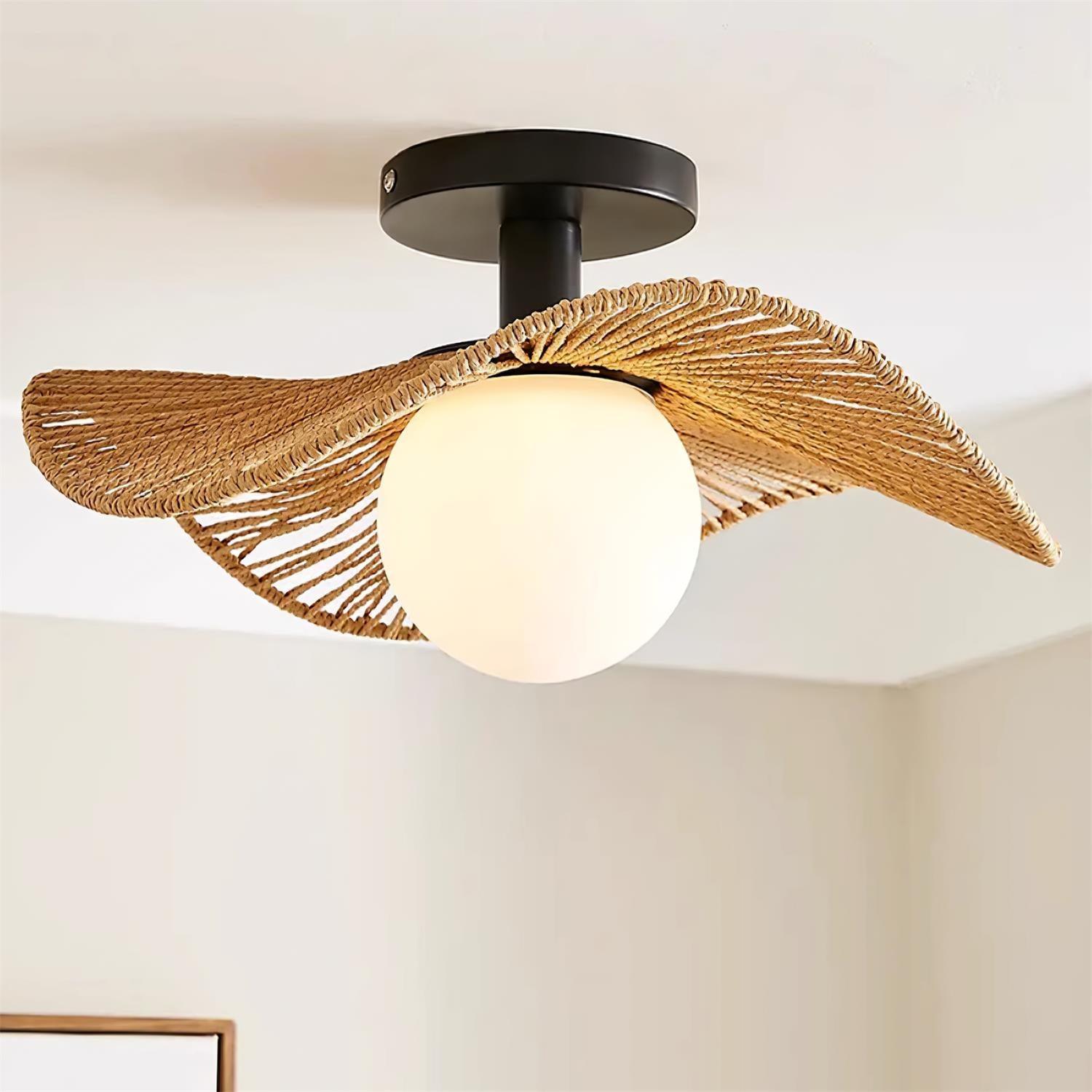 Fynora Woven Semi Flush Ceiling Light - Letslighting