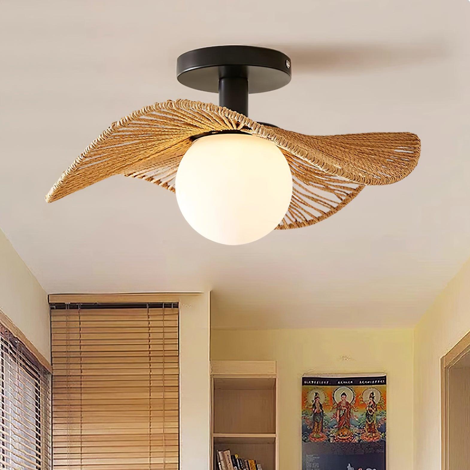 Fynora Woven Semi Flush Ceiling Light - Letslighting
