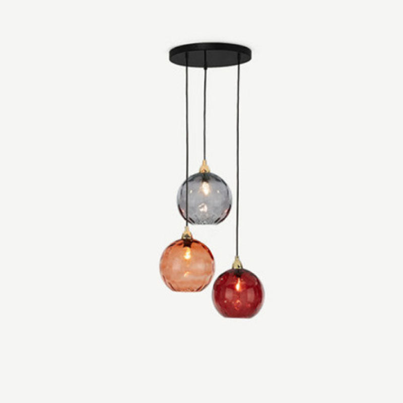 Valentina Suspension Boule Ondulation Nortique Métal/Verre Vert/Gris Salon