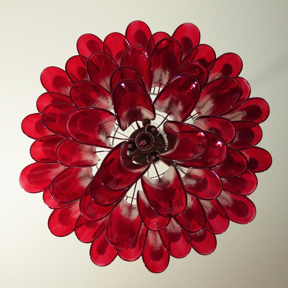 Aurora Chandelier Red Murano Petals - Letslighting