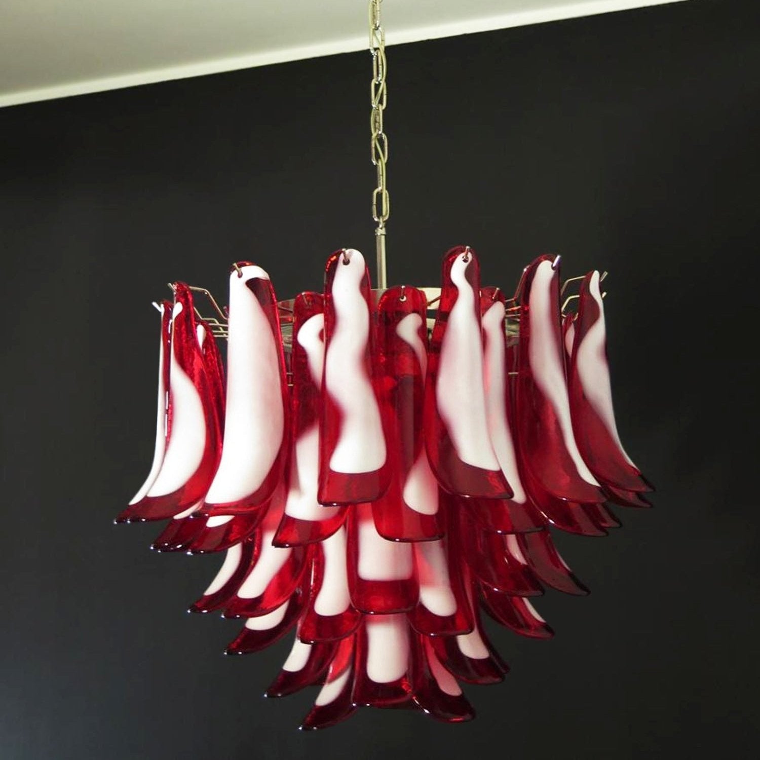 Aurora Chandelier Red Murano Petals - Letslighting