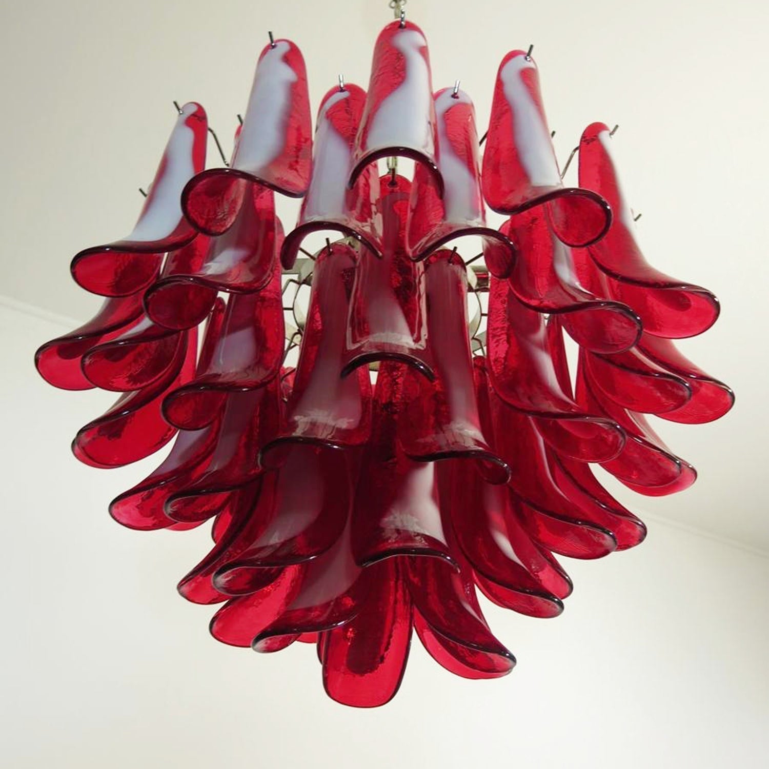 Aurora Chandelier Red Murano Petals - Letslighting