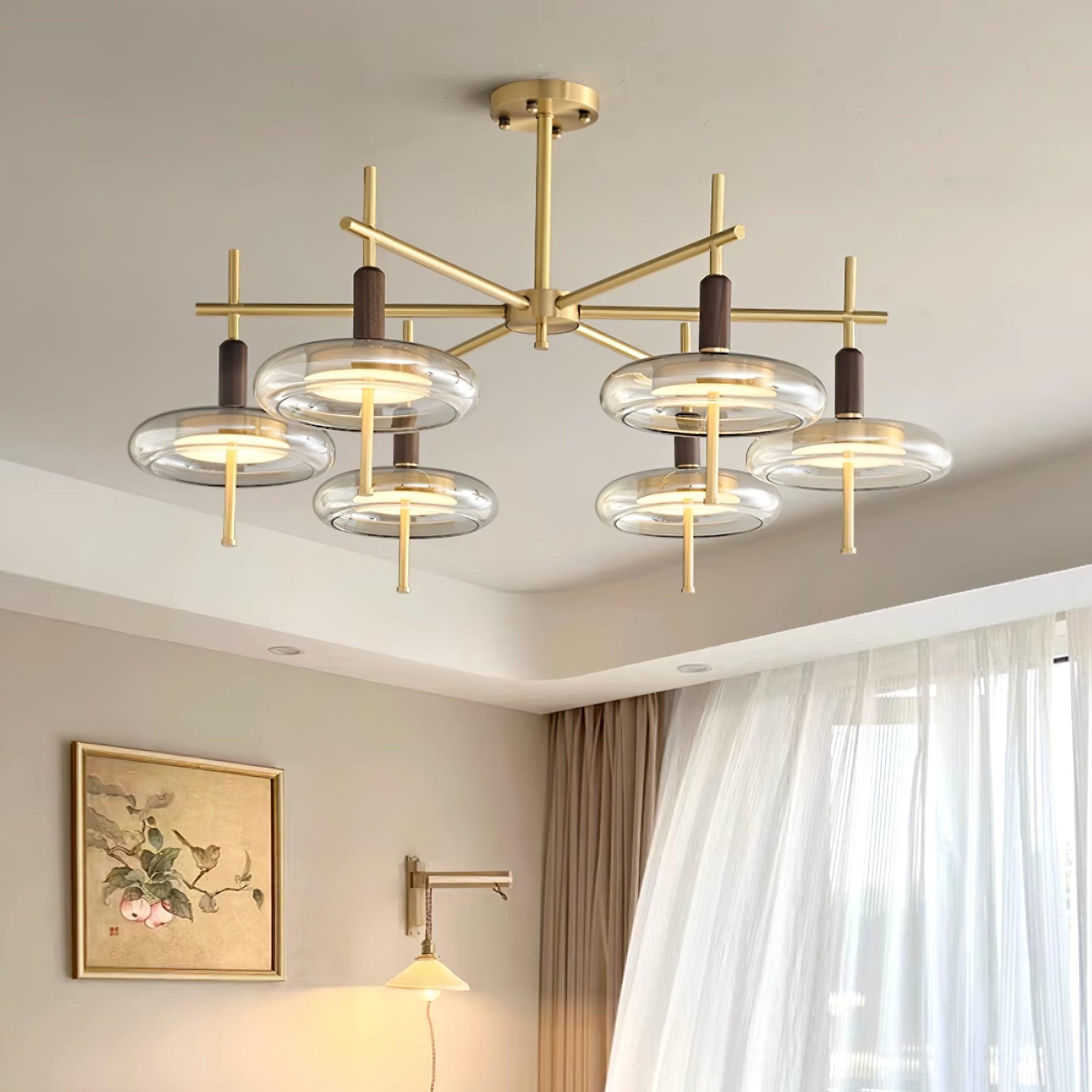 Redondo Chandelier Brass Glass LED Modern - Letslighting