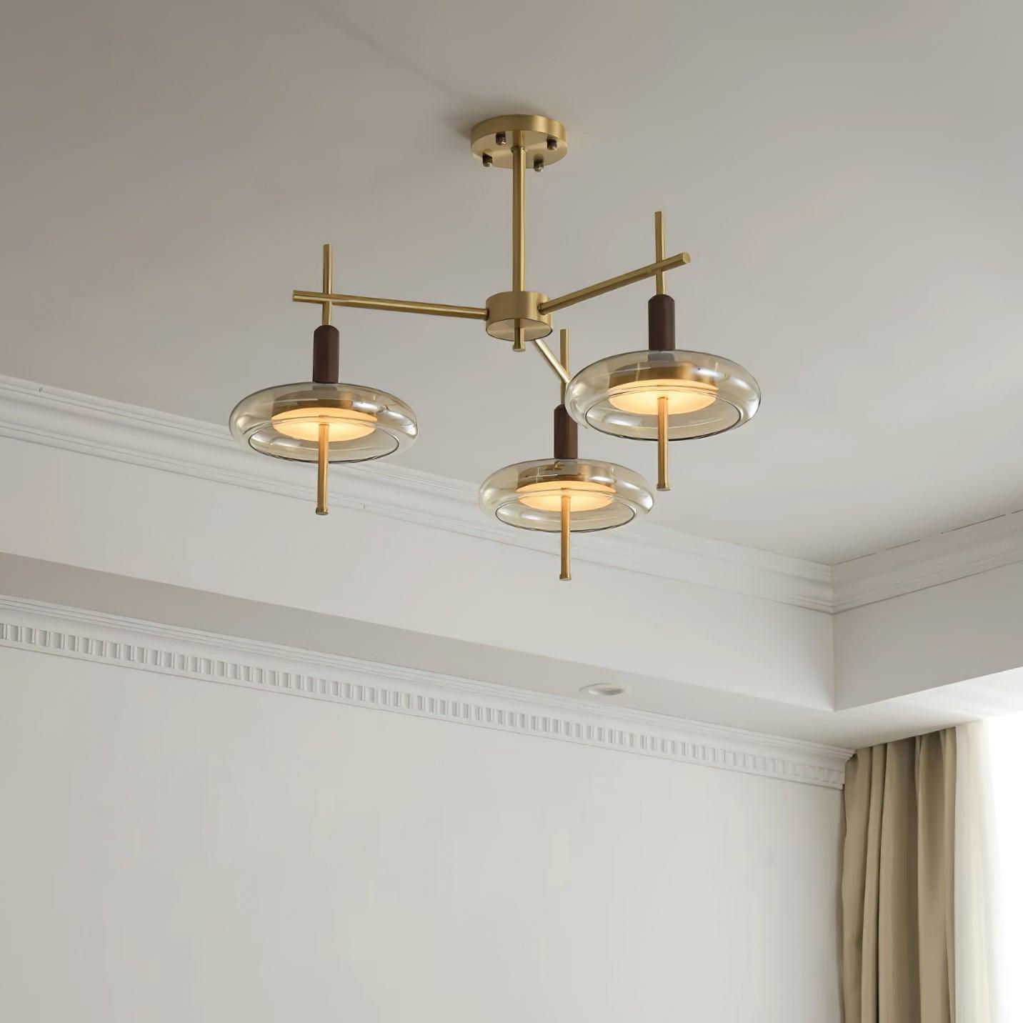 Redondo Chandelier Brass Glass LED - Letslighting