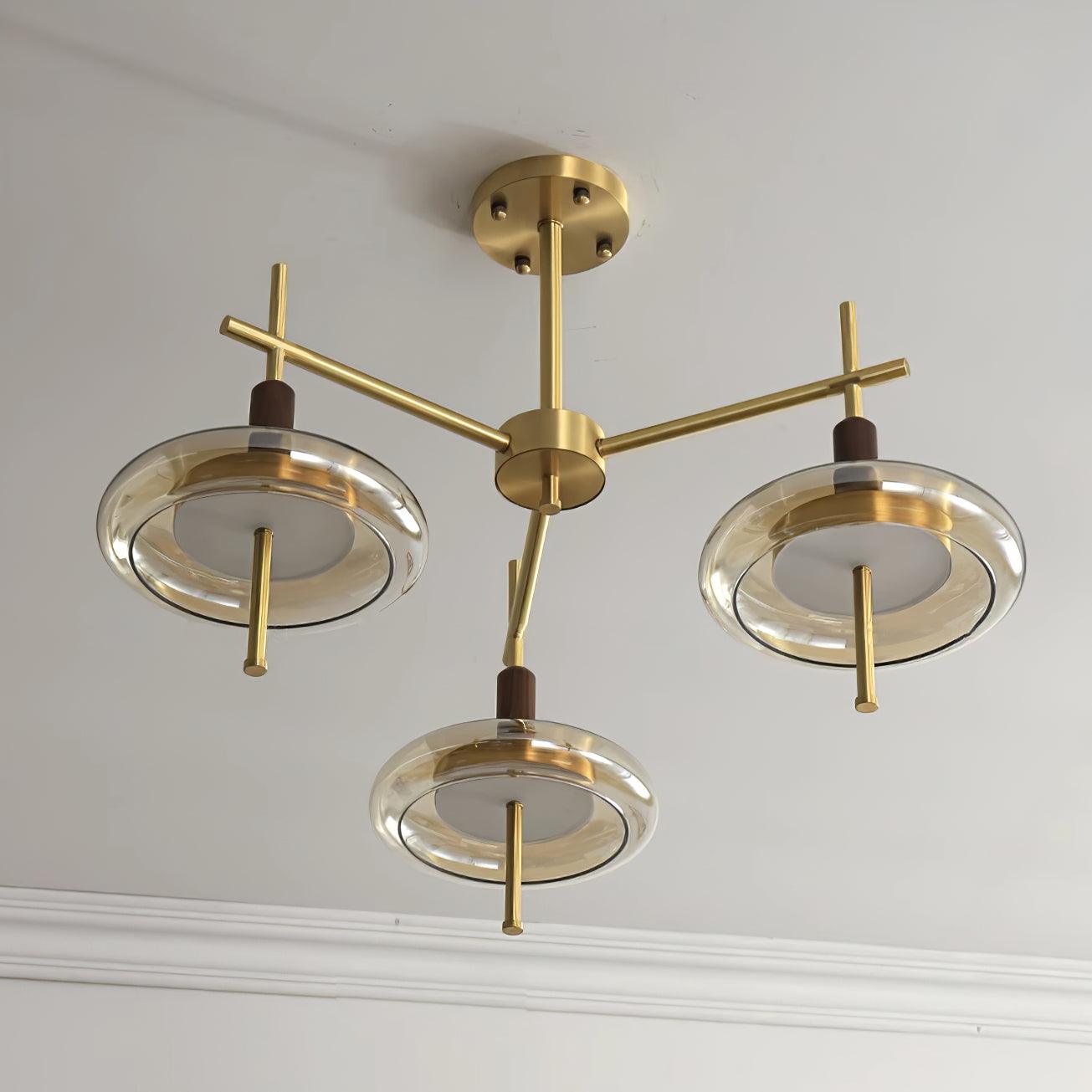 Redondo Chandelier Brass Glass LED - Letslighting