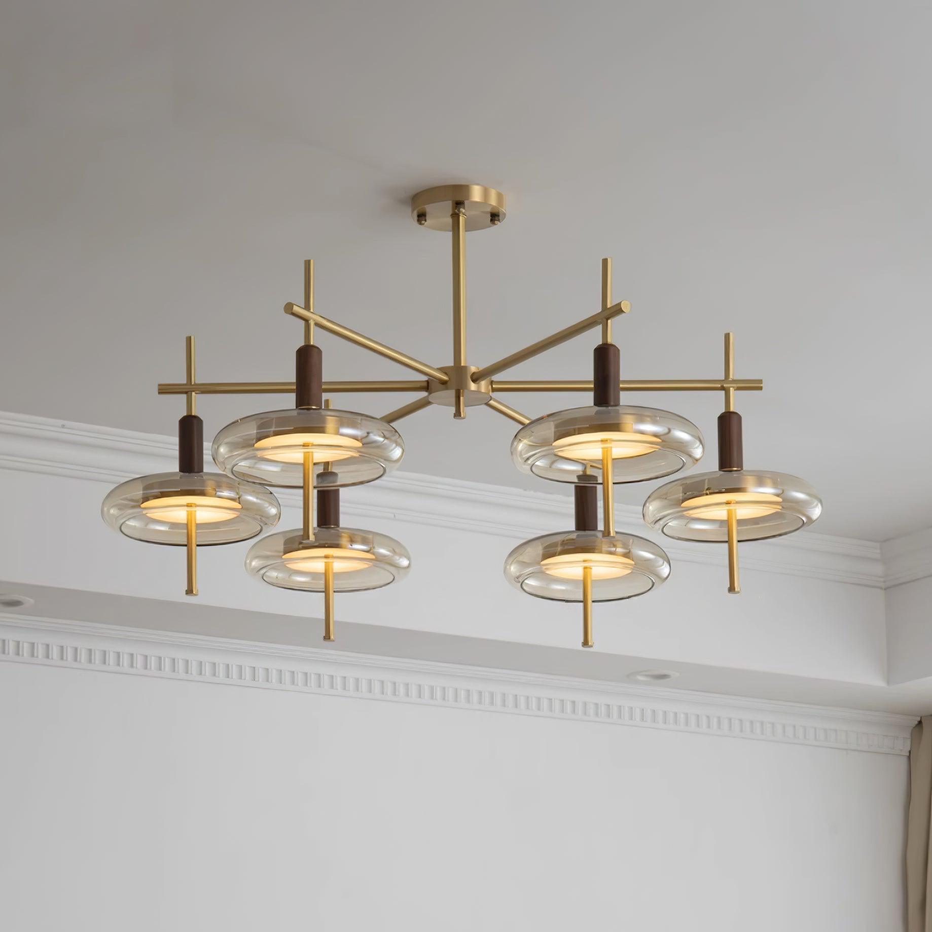 Redondo Chandelier Brass Glass LED - Letslighting