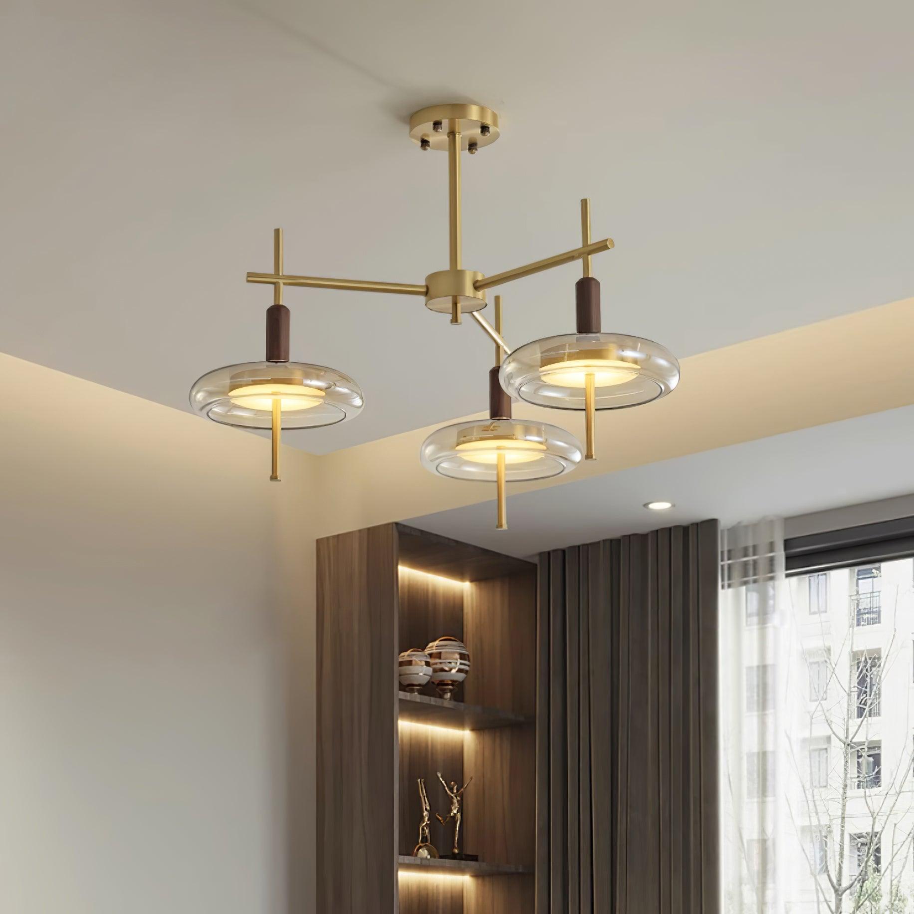 Redondo Chandelier Brass Glass LED - Letslighting