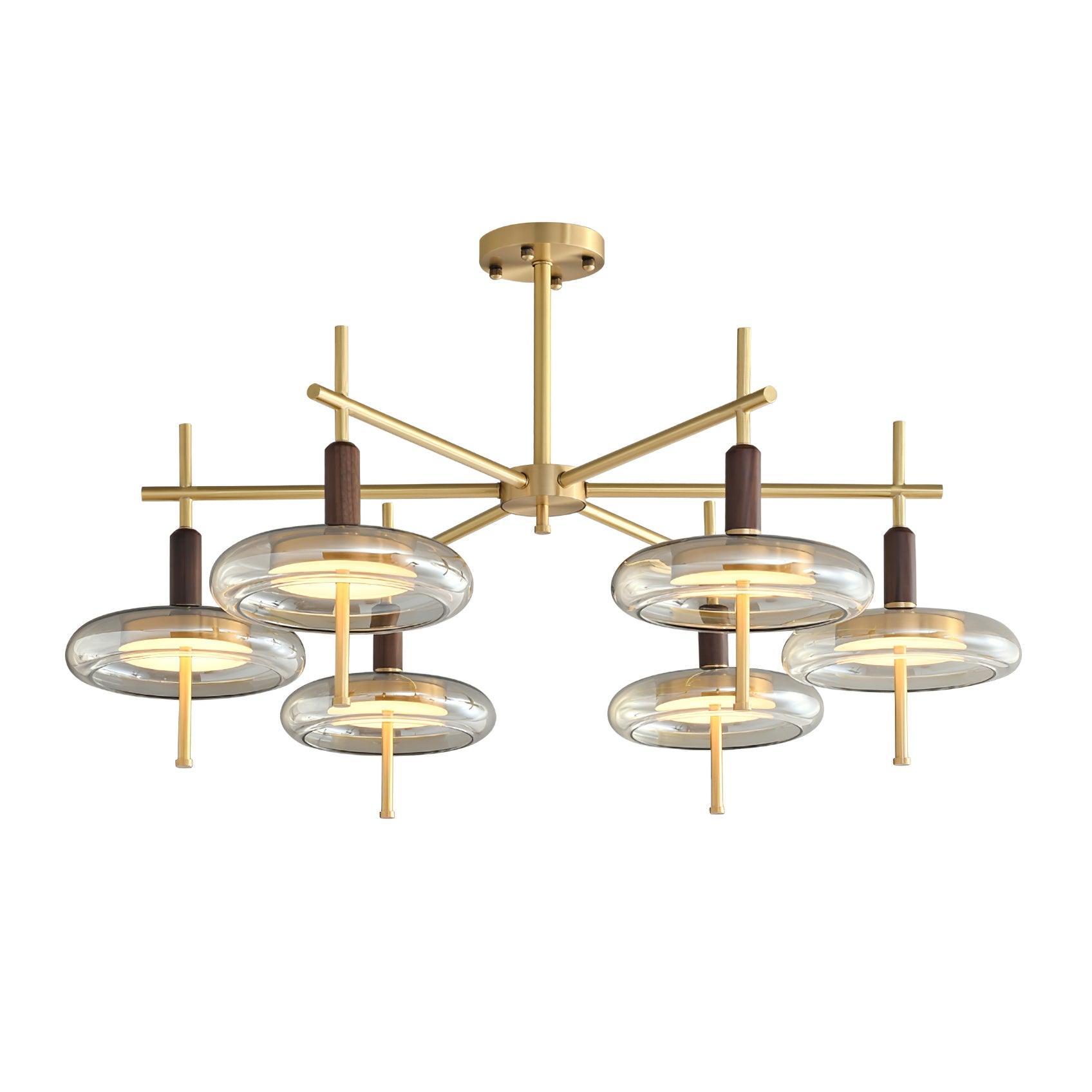 Redondo Chandelier Brass Glass LED Modern - Letslighting