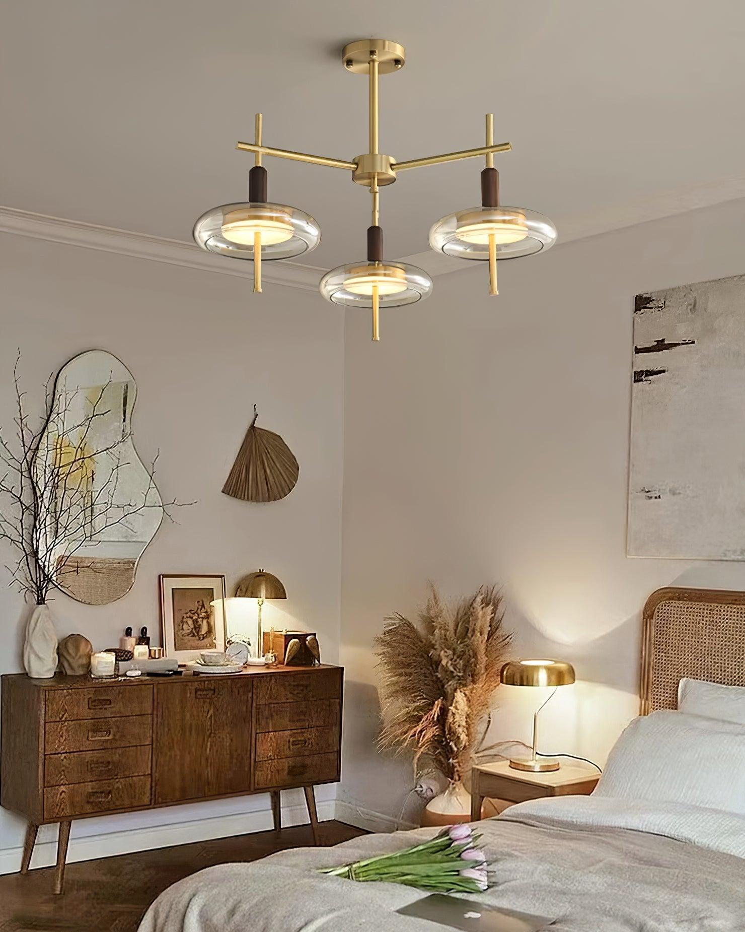 Redondo Chandelier Brass Glass LED - Letslighting