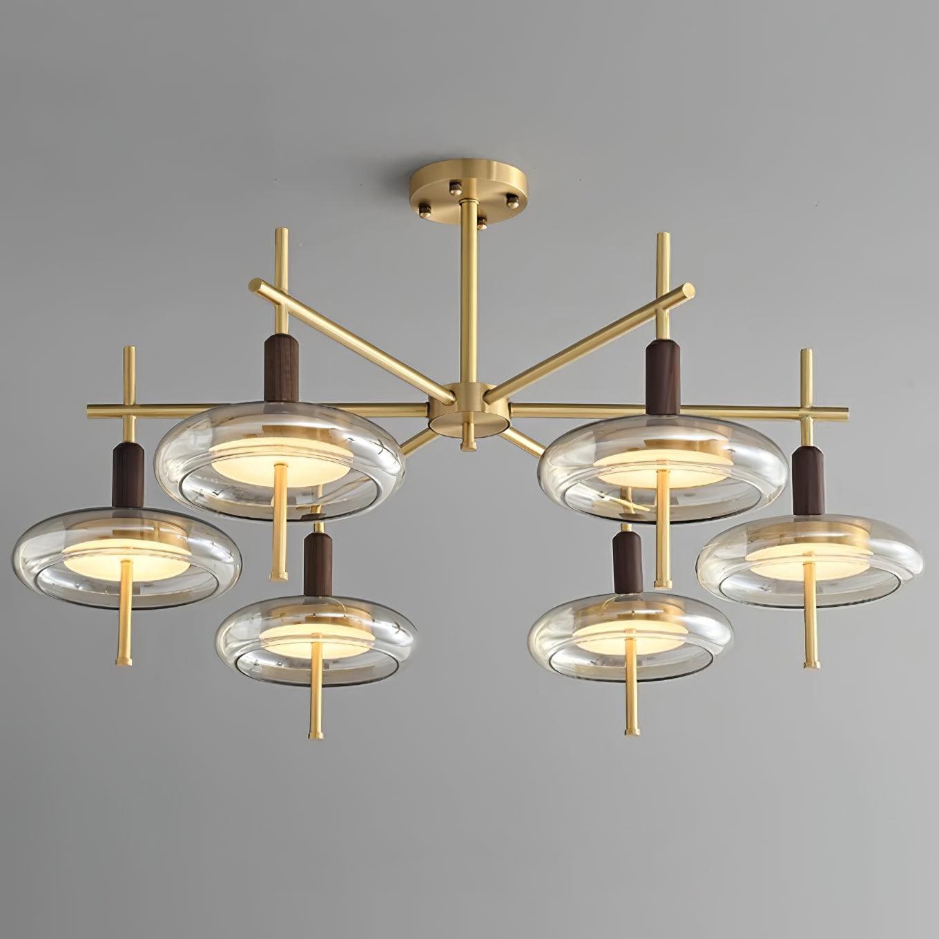 Redondo Chandelier Brass Glass LED - Letslighting