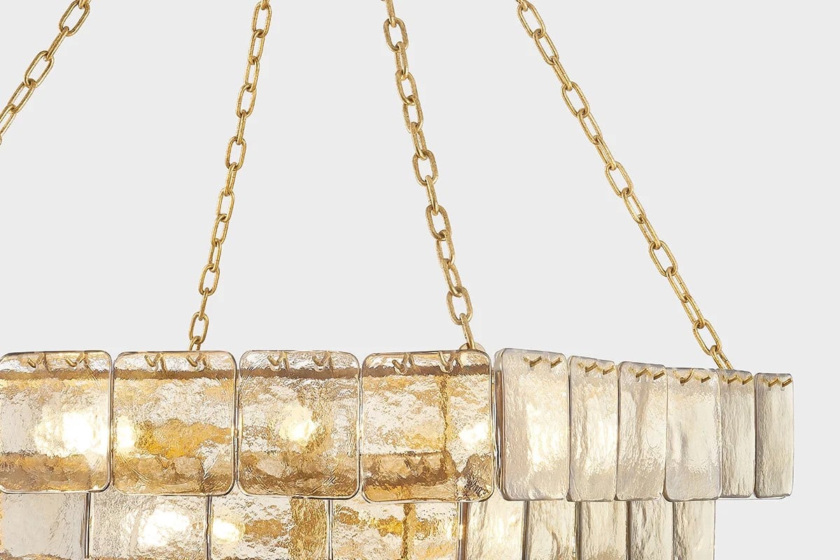 Aurora Chandelier Chain Champagne Piastre Glass Tiered - Letslighting