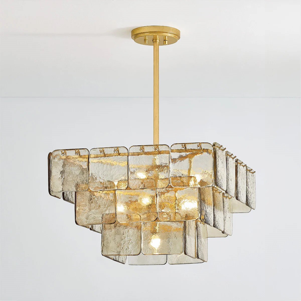 Aurora Chandelier Champagne Piastre Glass Modern - Letslighting