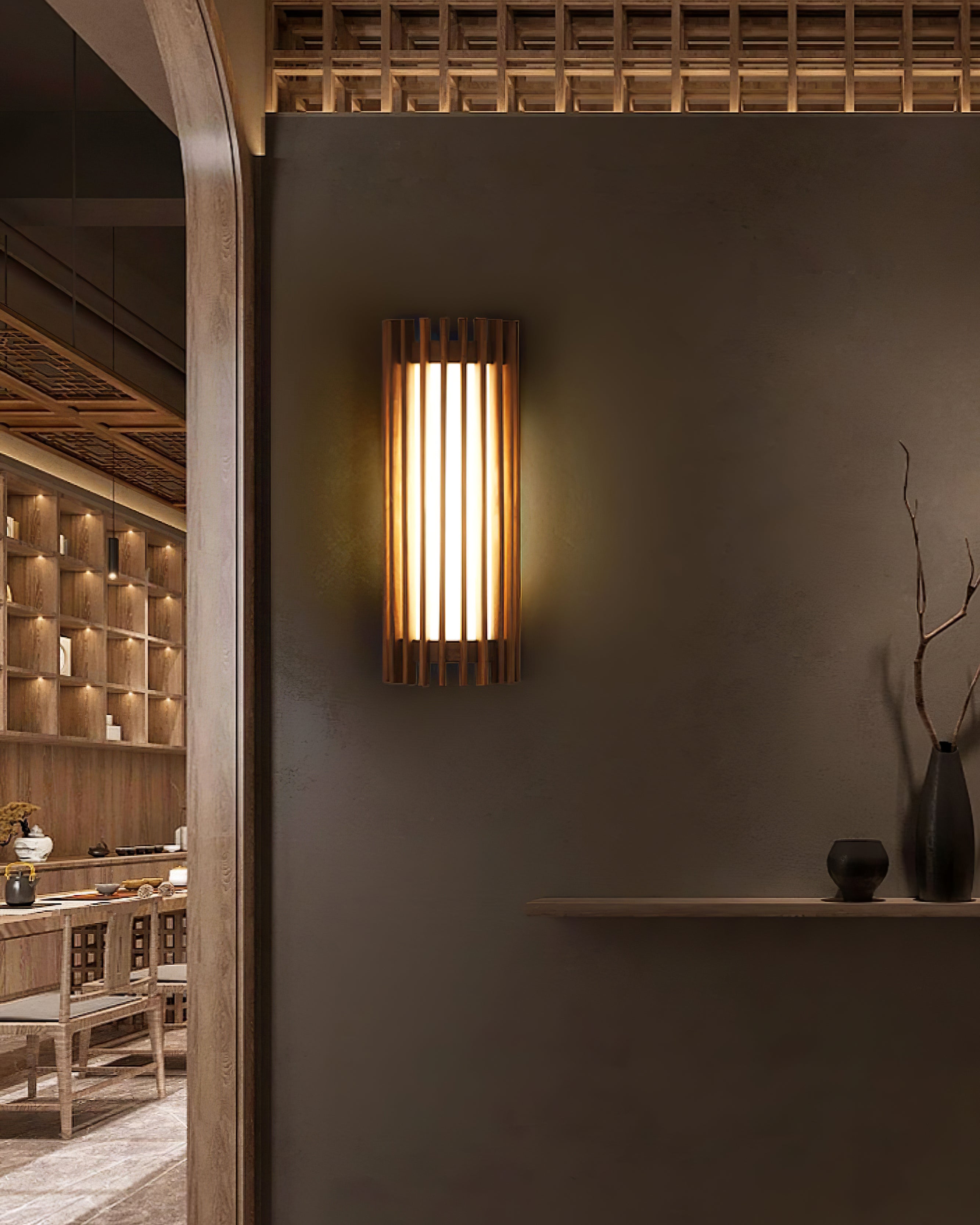 Veyno Wooden Slatted Wall Lamp - Letslighting