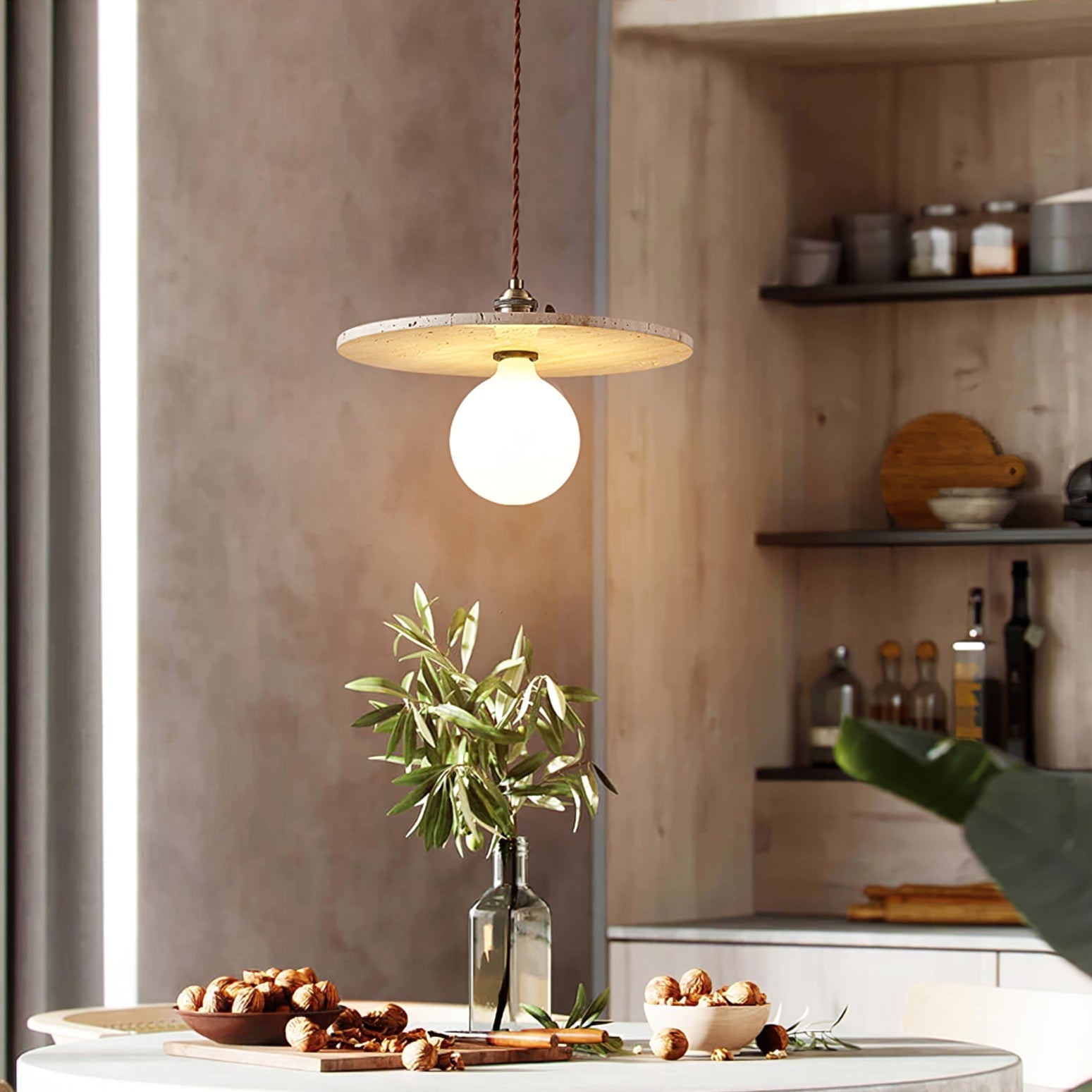Nico Minimalist Travertine Pendant Light - Letslighting