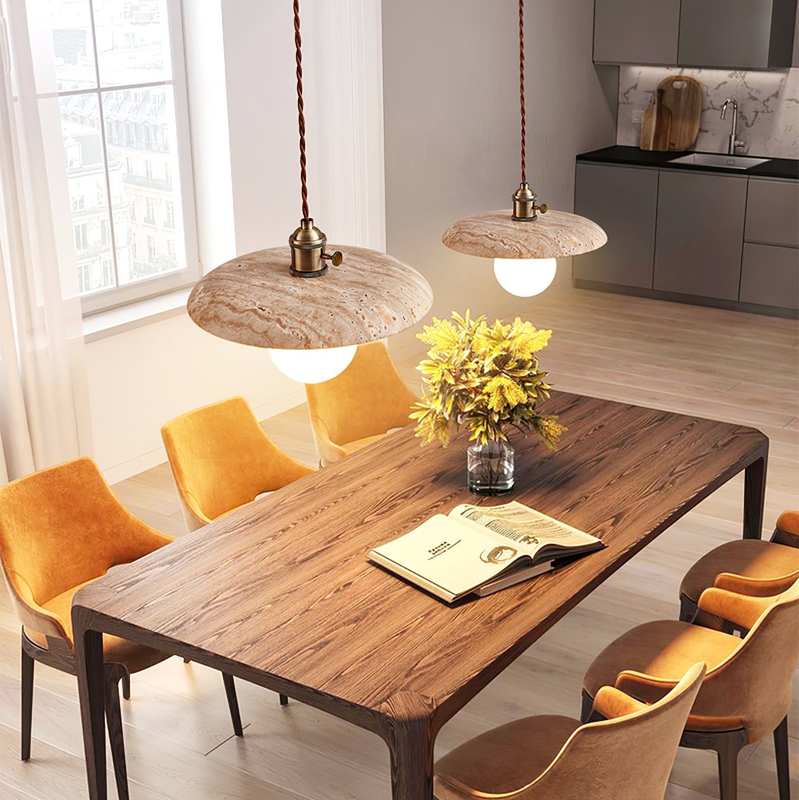 Nico Minimalist Travertine Pendant Light - Letslighting