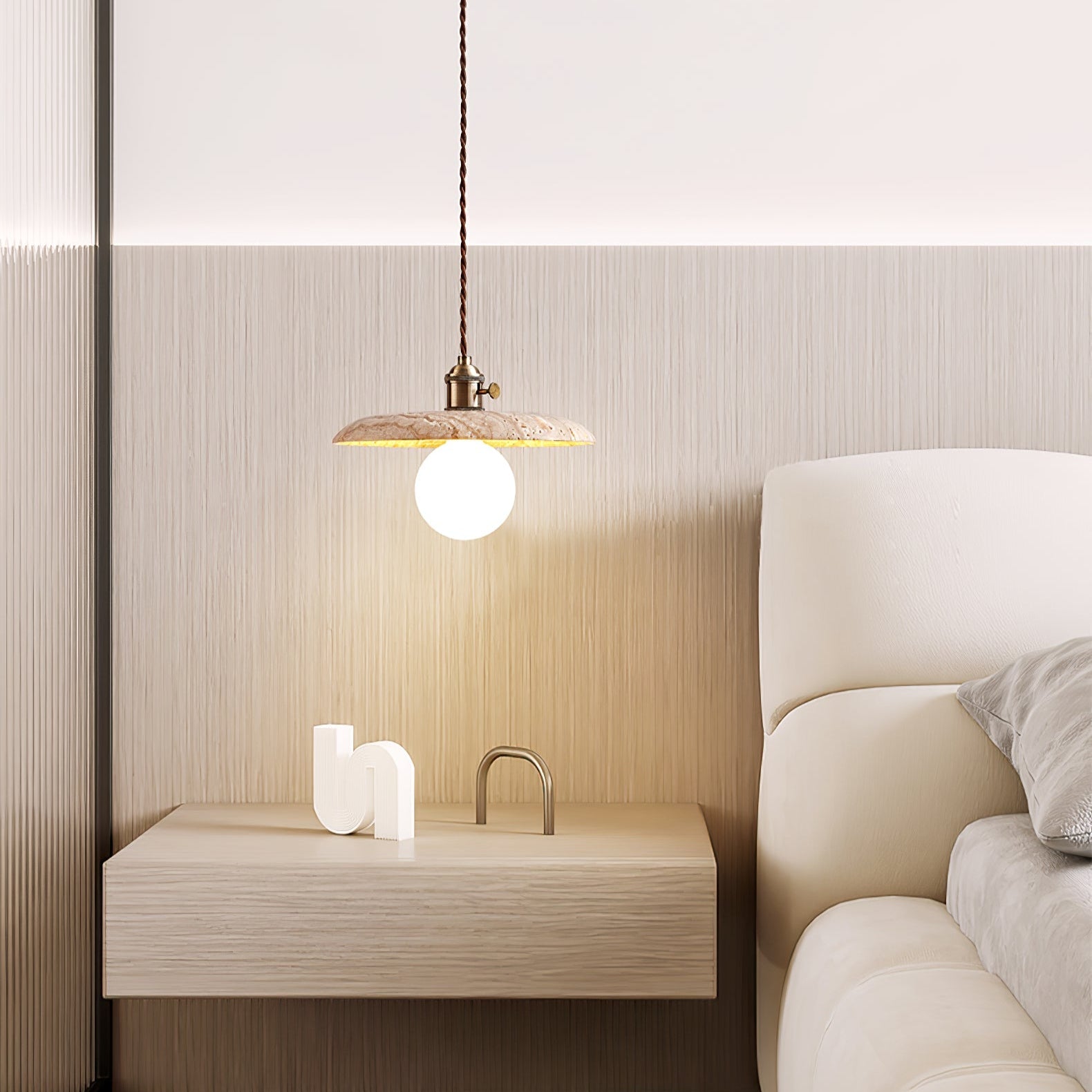 Nico Minimalist Travertine Pendant Light - Letslighting