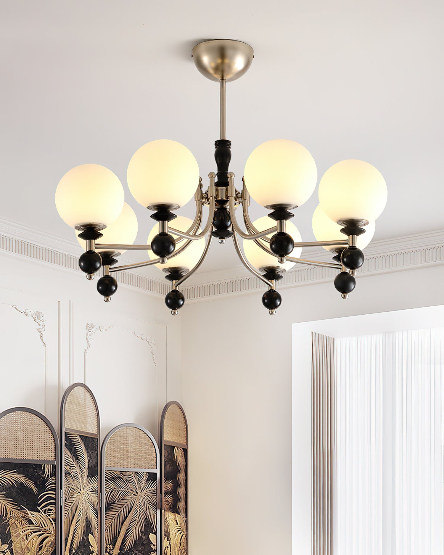 Retro Ellan Chandelier Glass Globe Polished - Letslighting