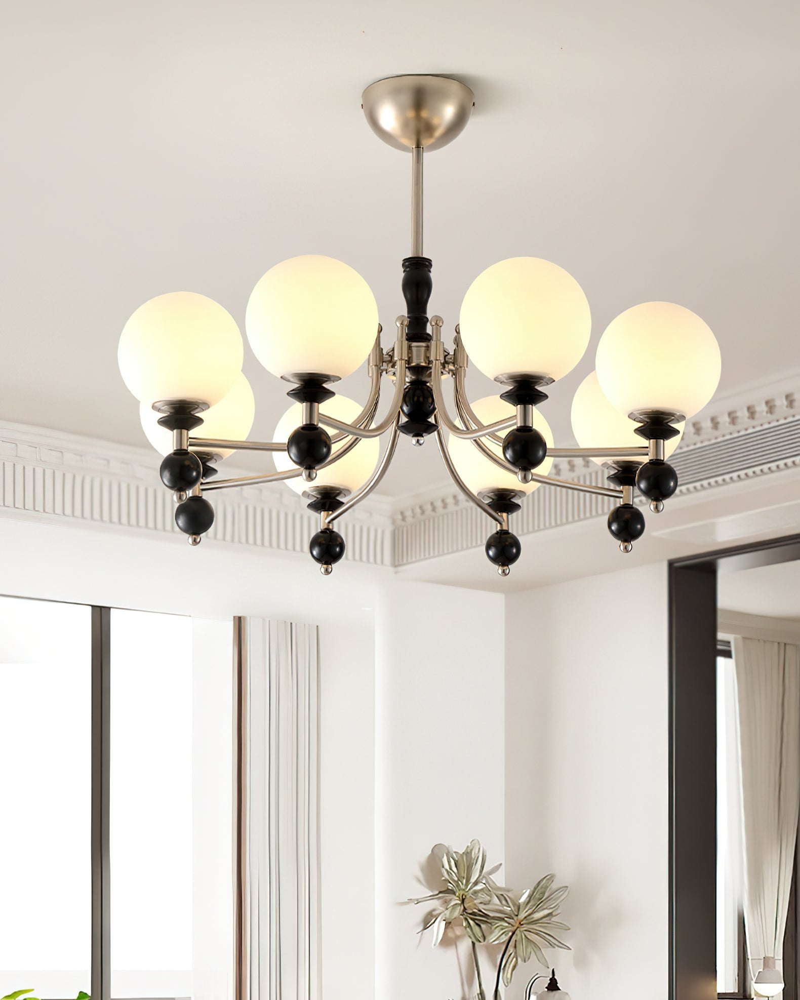 Retro Ellan Chandelier Glass Globe Polished - Letslighting