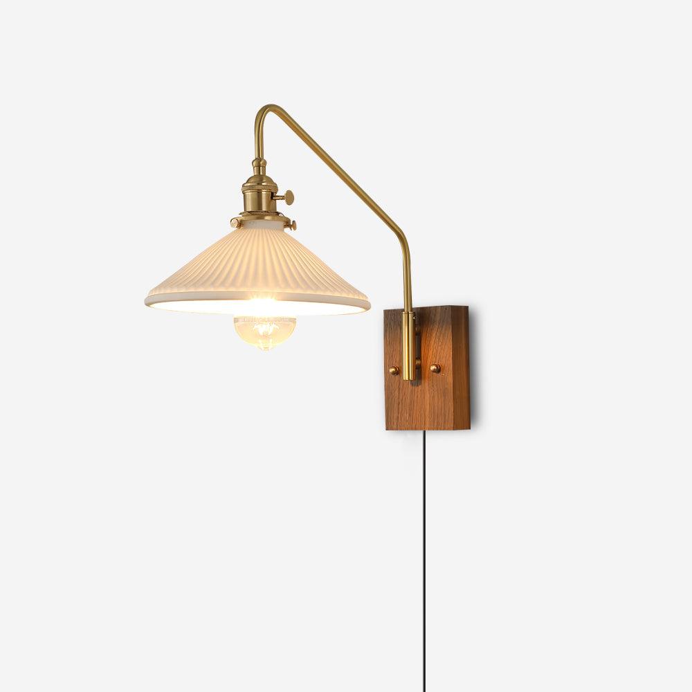 Wall Light Retro Plug In with Brass, Walnut French Elegance - Letslighting