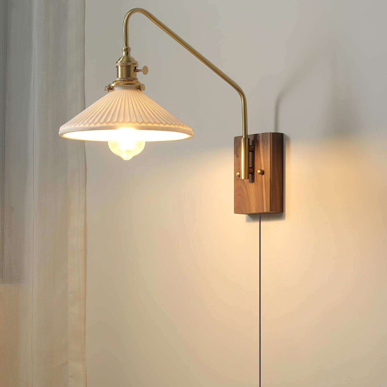 Wall Light Retro Plug In with Brass, Walnut French Elegance - Letslighting