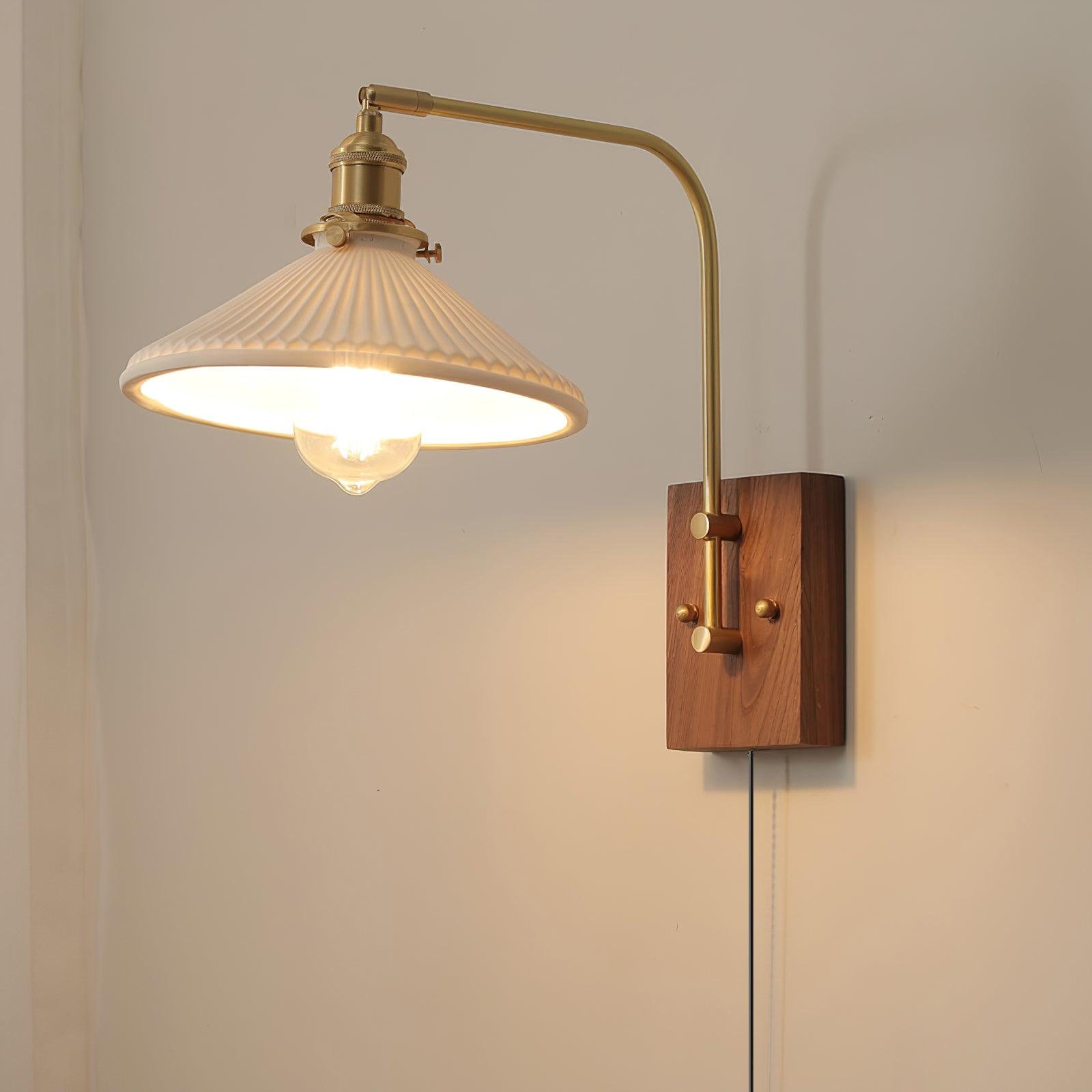 Wall Light Retro Plug In with Brass, Walnut French Elegance - Letslighting