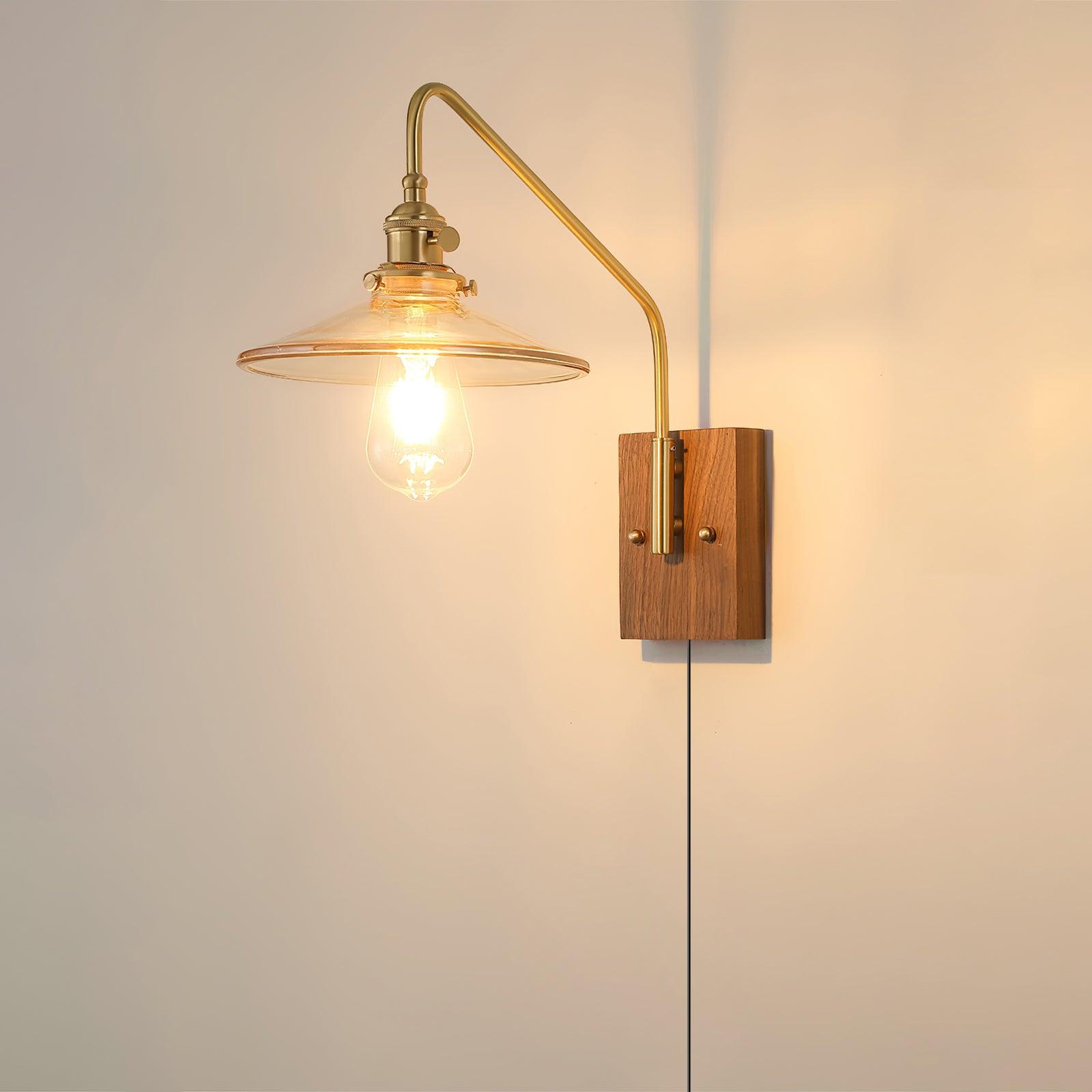Wall Light Retro Plug In with Brass, Walnut French Elegance - Letslighting