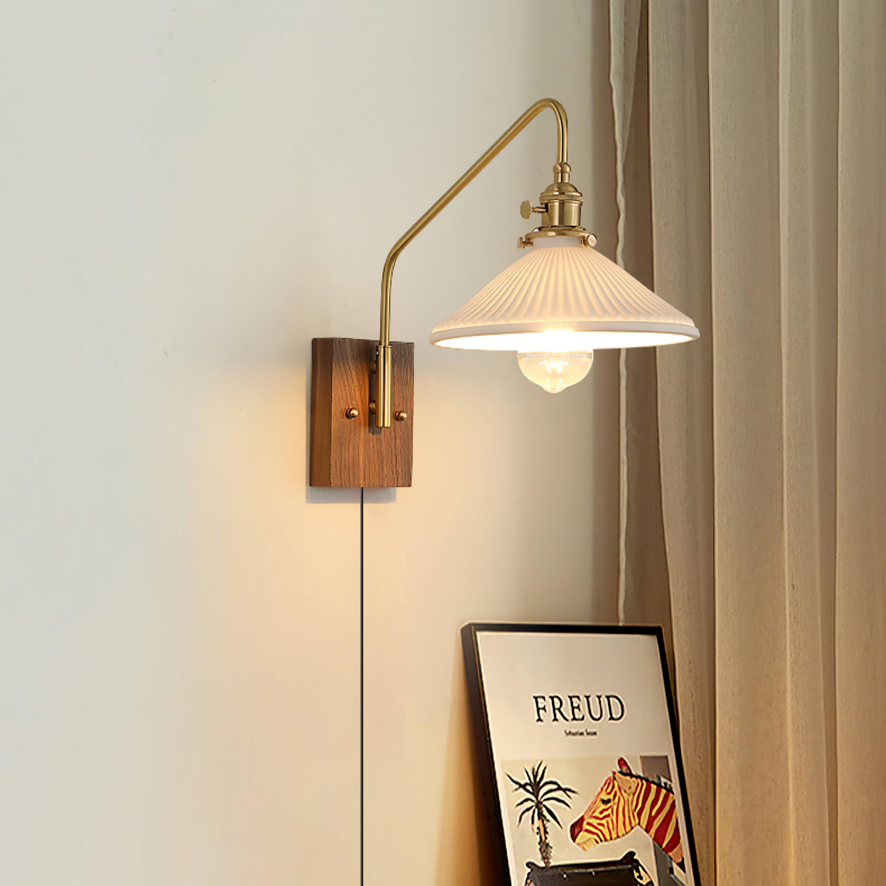 Wall Light Retro Plug In with Brass, Walnut French Elegance - Letslighting