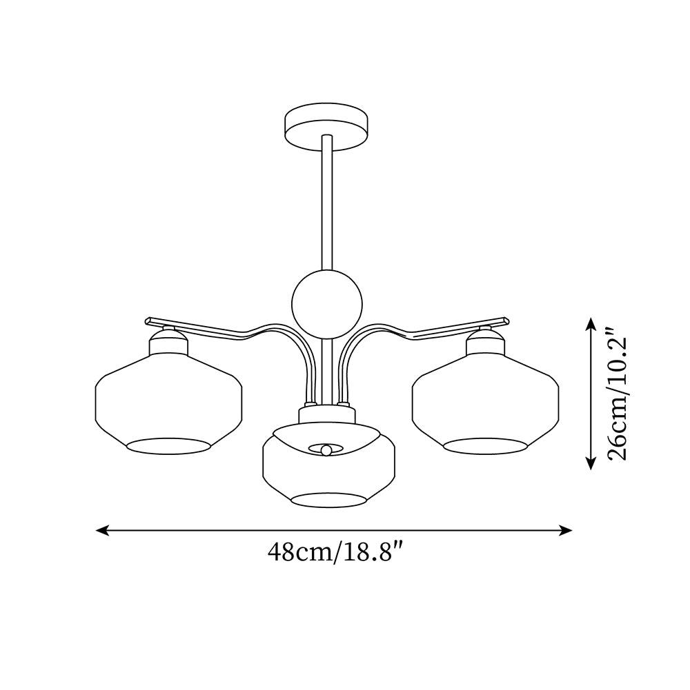 Chandelier White Glass Shades Chrome Walnut Arms Retro - Letslighting