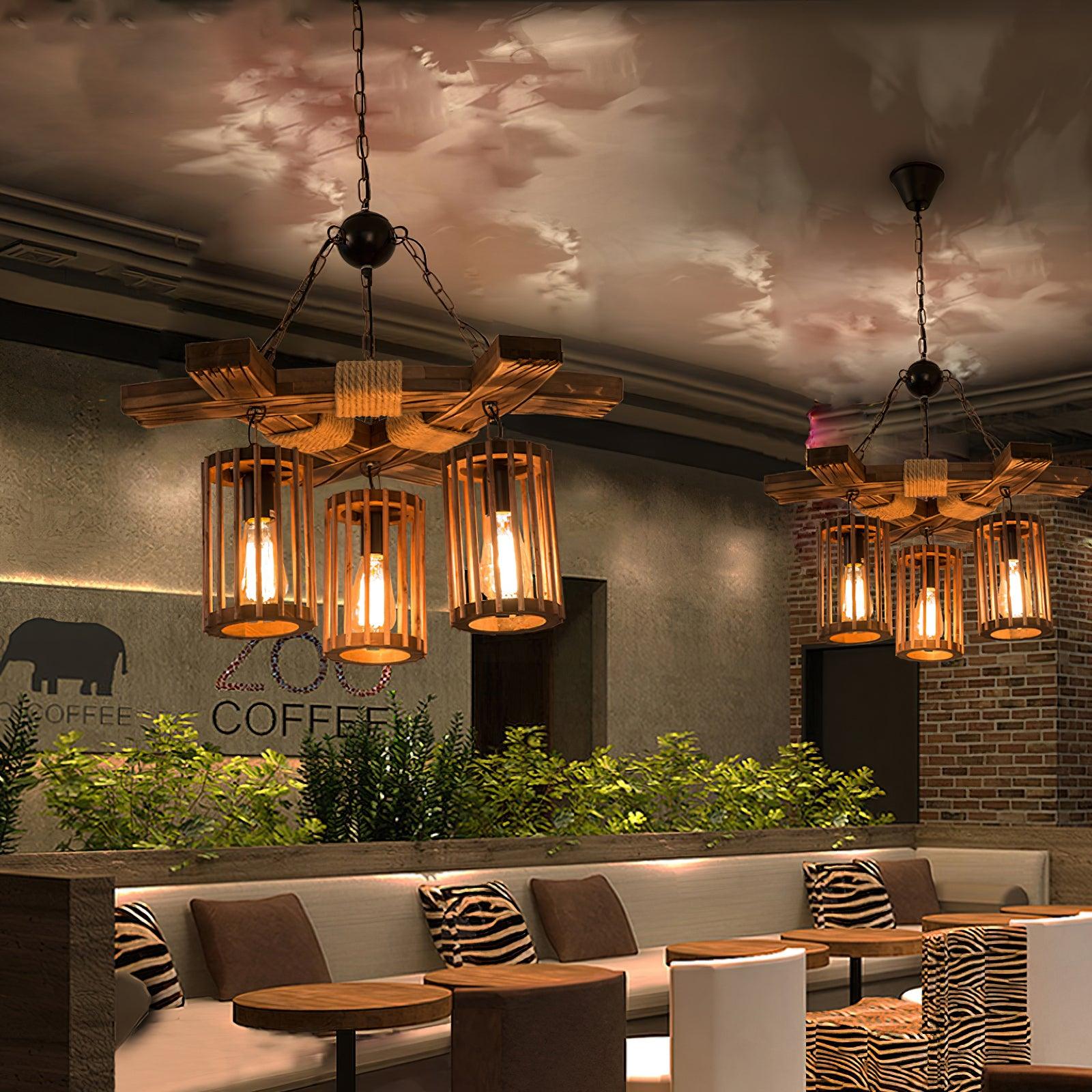 Retro Solid Wood Chandelier - Blowlighting