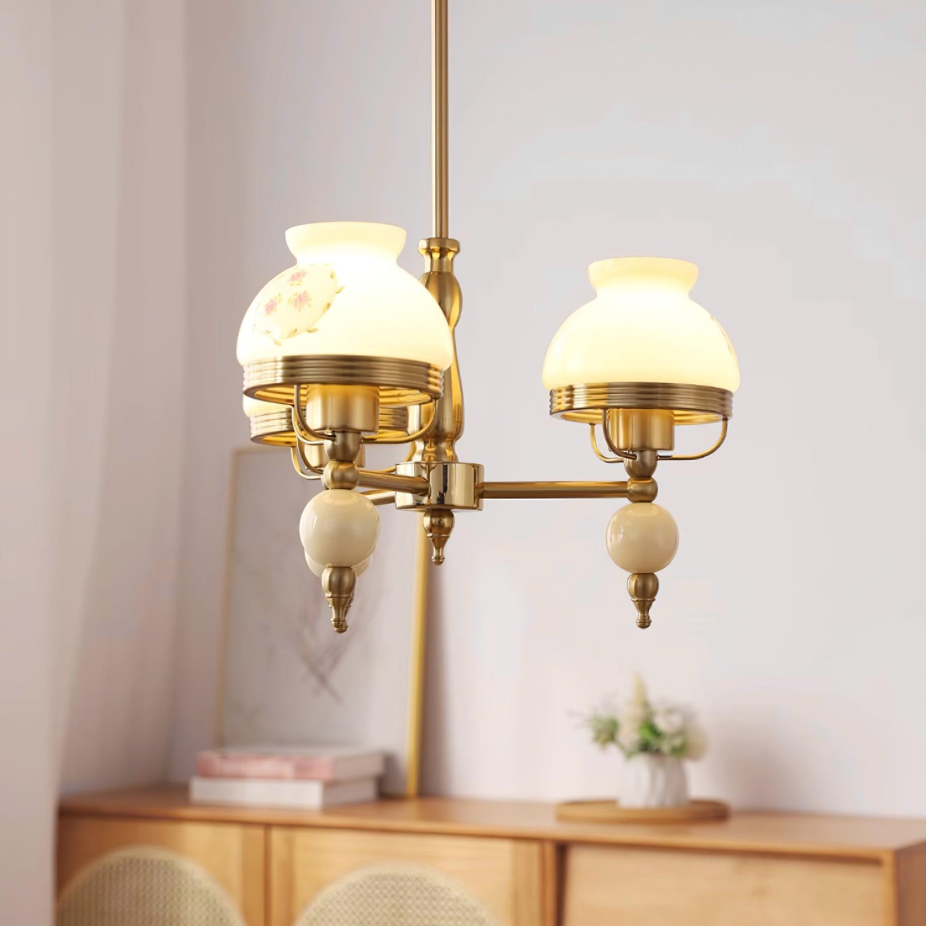 Chandelier Glass and Fixture for Dining or Living Room Vintage - Letslighting