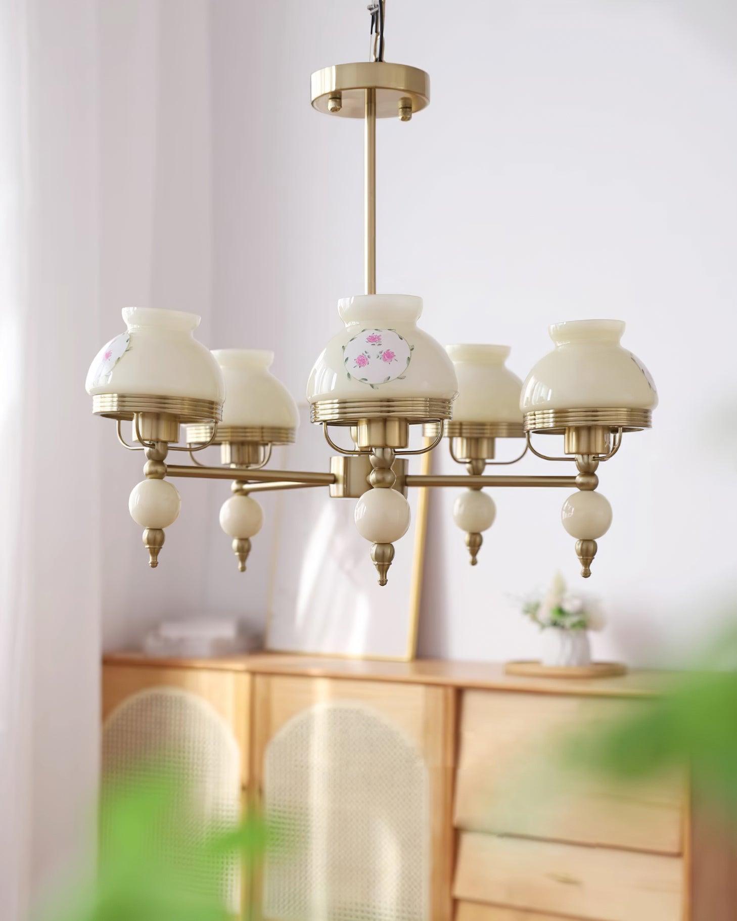 Chandelier Glass and Fixture for Dining or Living Room Vintage - Letslighting