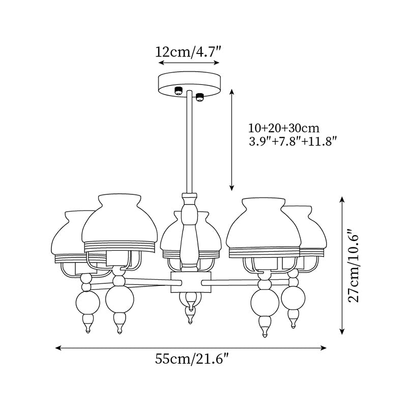 Chandelier Glass and Fixture for Dining or Living Room Vintage - Letslighting