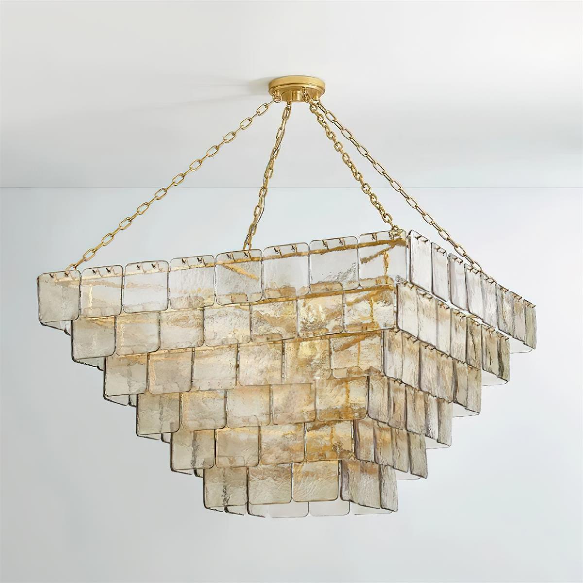 Revelation Chandelier Tiered Glass Panel Glow - Letslighting