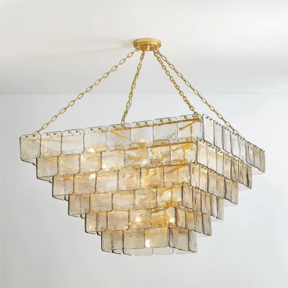 Revelation Chandelier Tiered Glass Panel Glow - Letslighting