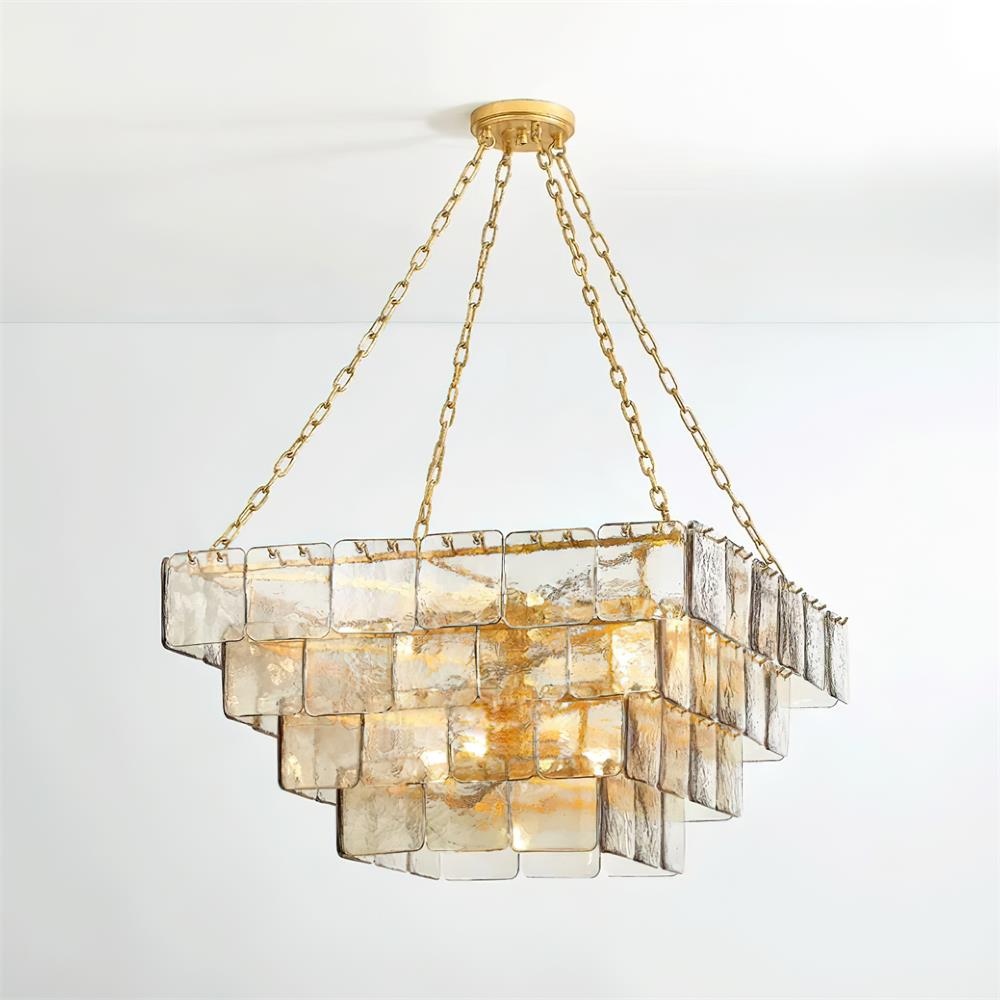 Revelation Chandelier Tiered Glass Panel Glow - Letslighting