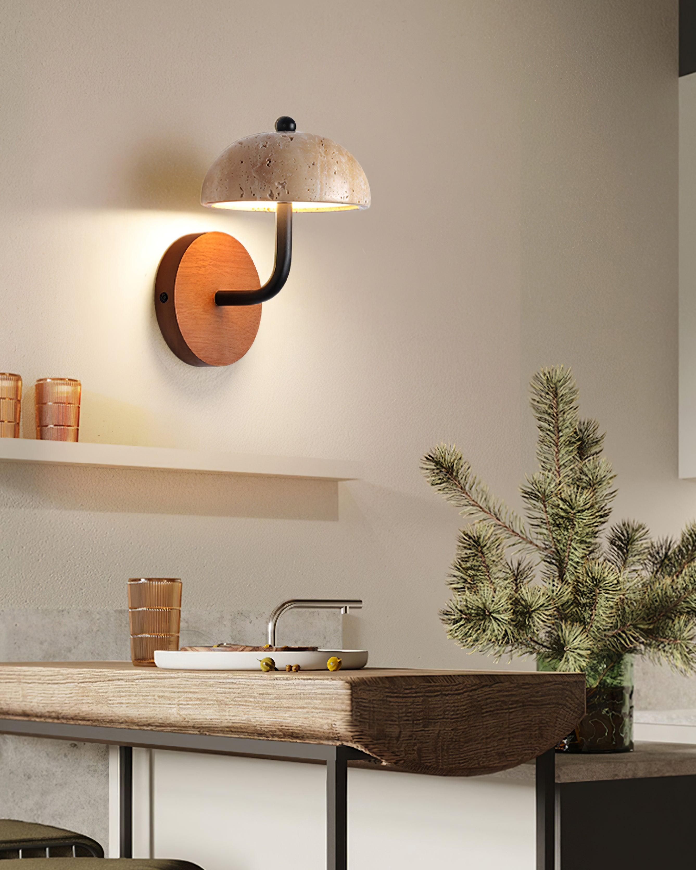 Solaro Wall Light Travertine Half-dome Shade - Letslighting