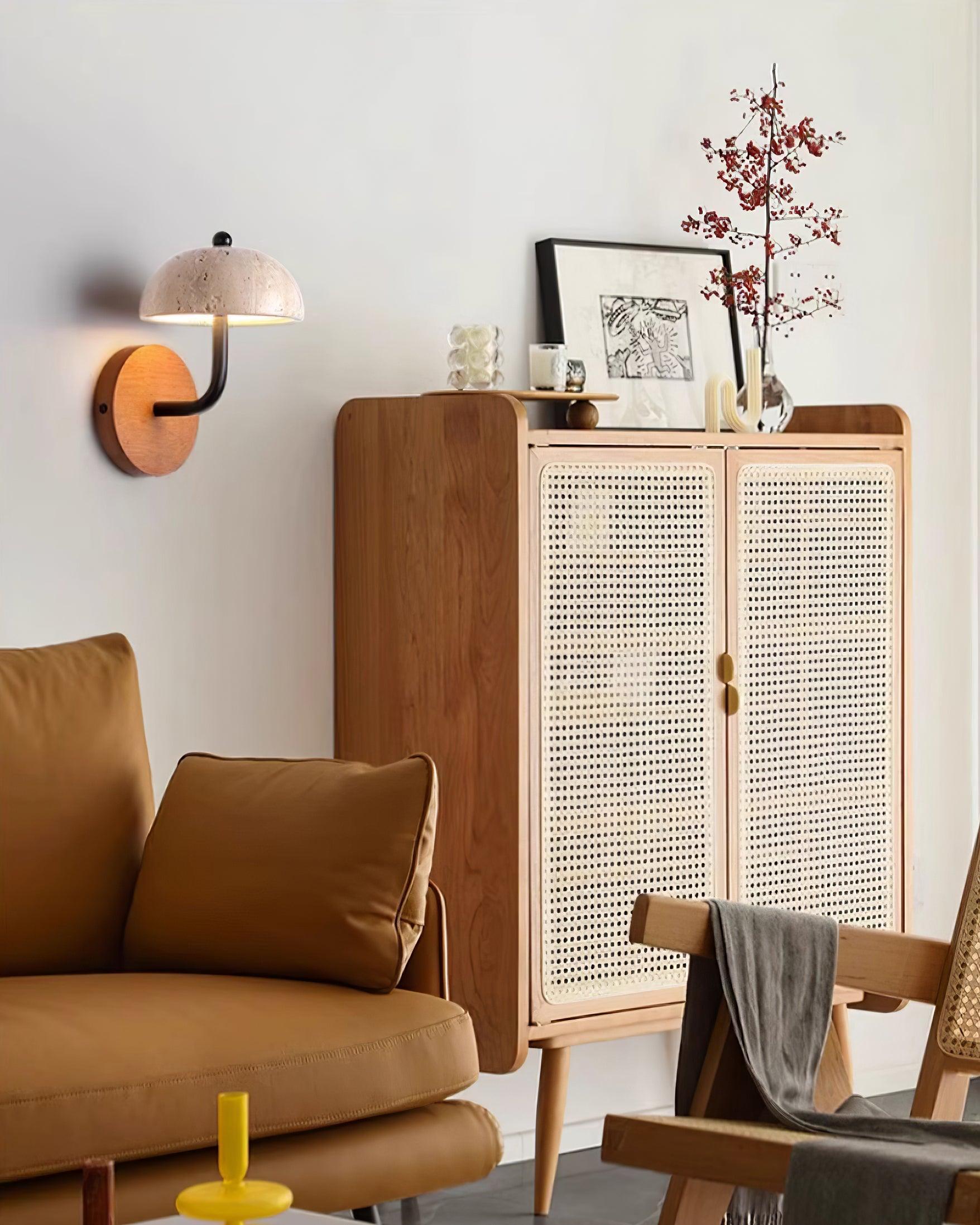 Solaro Wall Light Travertine Half-dome Shade - Letslighting