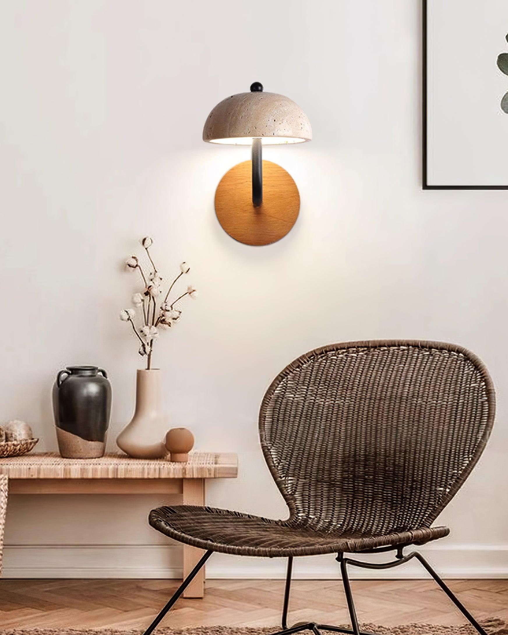 Solaro Wall Light Travertine Half-dome Shade - Letslighting