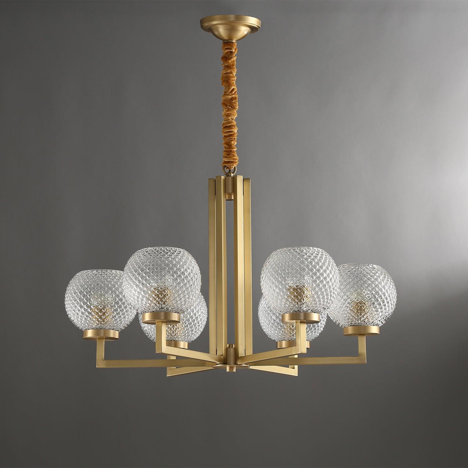Ribbed Glass Brass Chandelier - Blowlighting