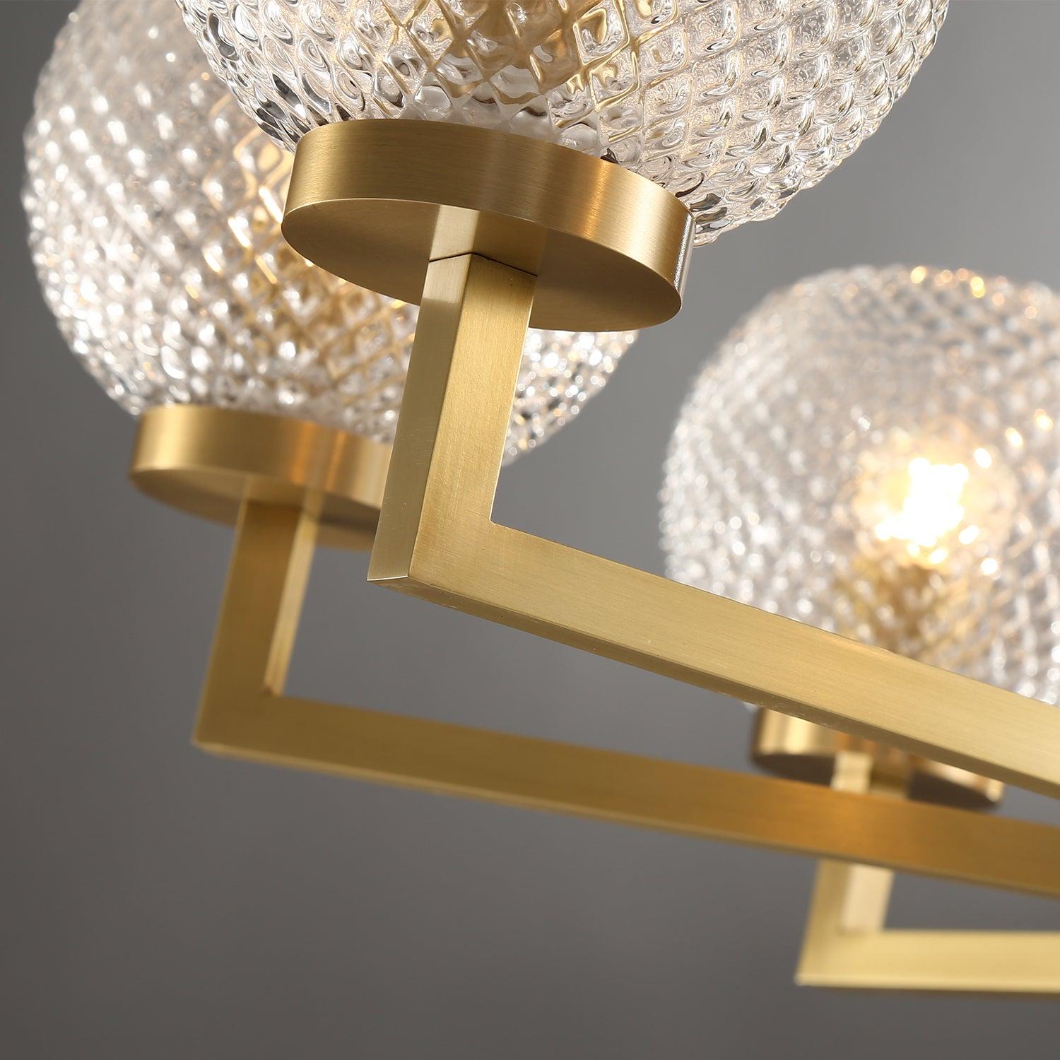 Ribbed Glass Brass Chandelier - Blowlighting